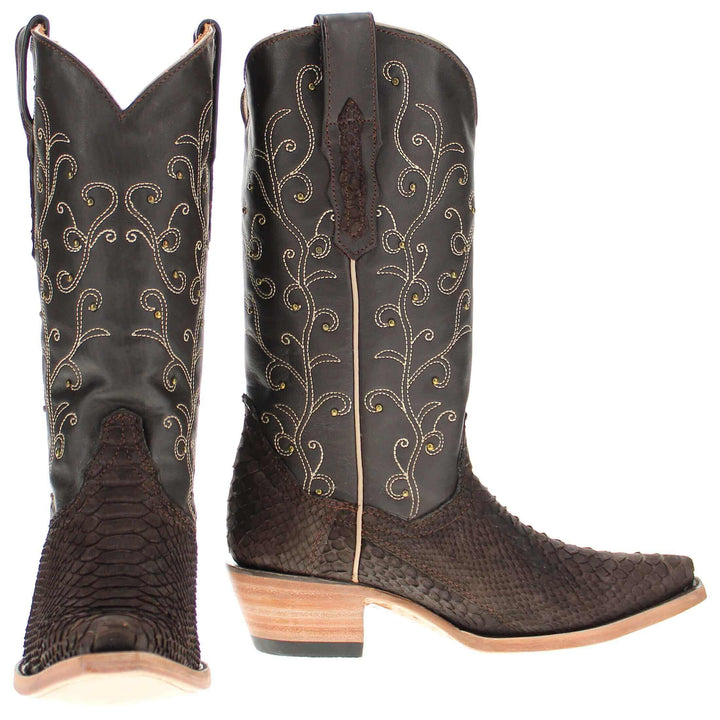 Women's Vaccari Mocha Python Snip Toe Boots