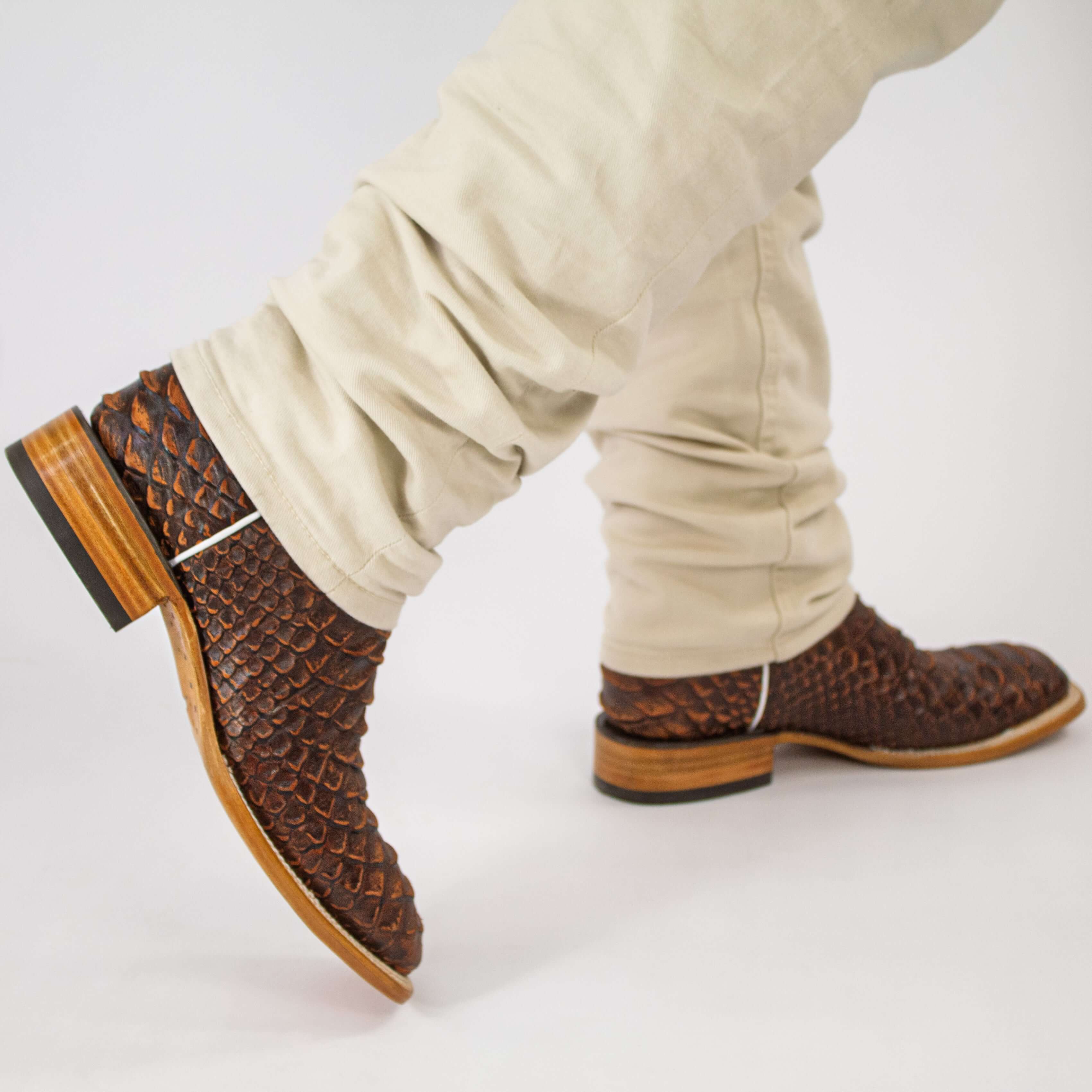 Men's Mocha Python Print Cowboy Boots Chase by Vaccari Core