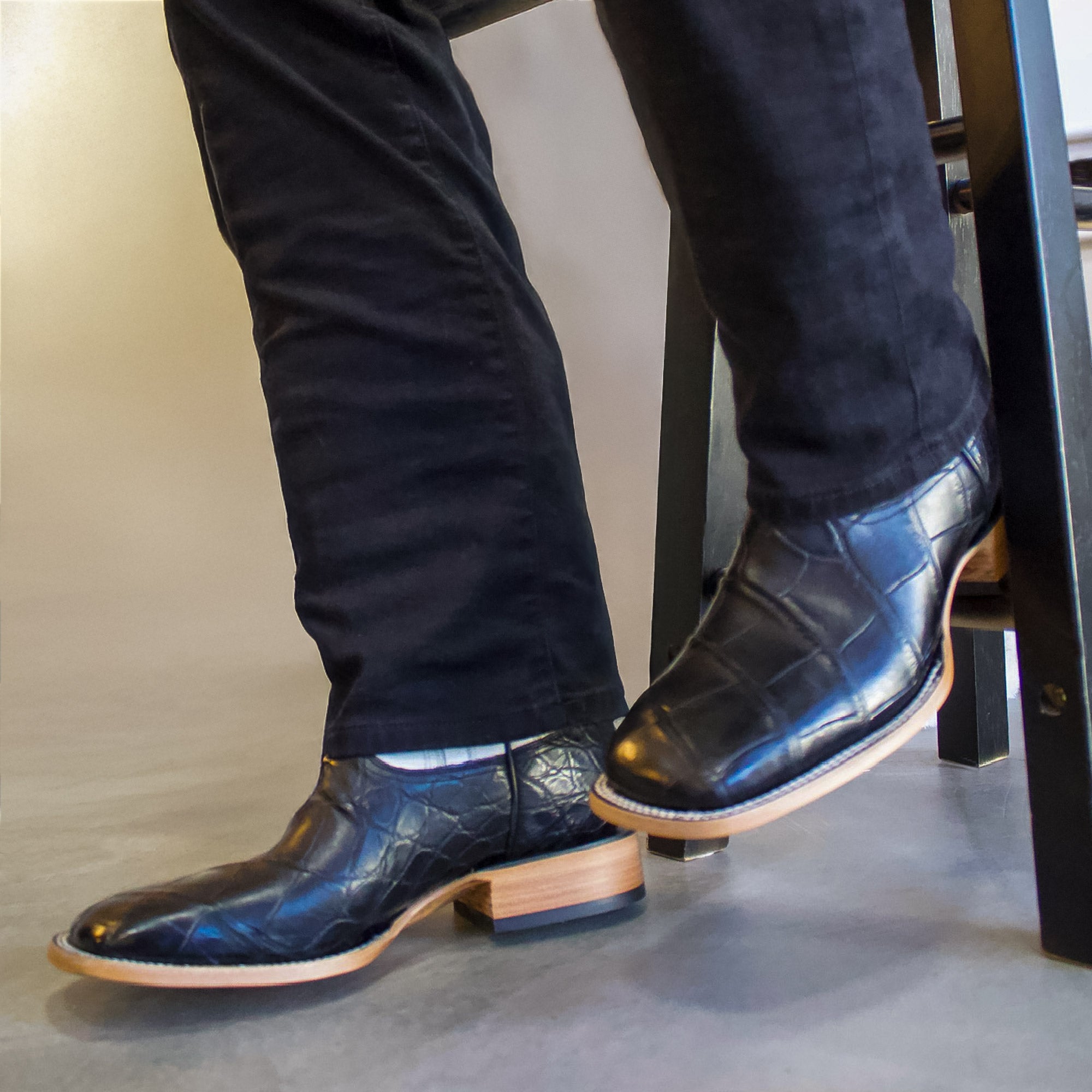 Men's Black Wild Caught Alligator Cowboy Boots Colt by Vaccari Core