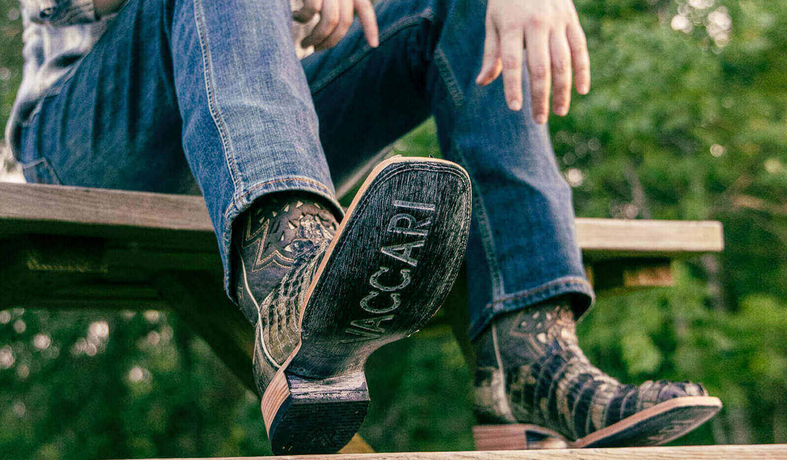 Men's Natural American Alligator Tail Cut Hornback Cowboy Boots Axel by Vaccari