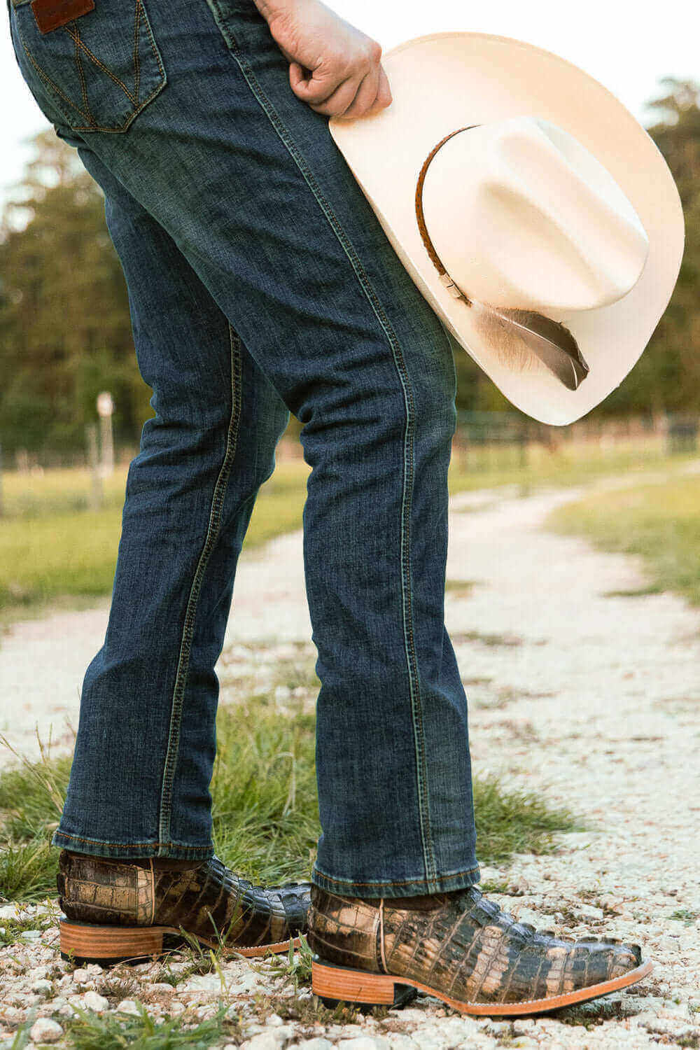 Natrual American Alligator Men's Cowboy Boots Axel by Vaccari Core