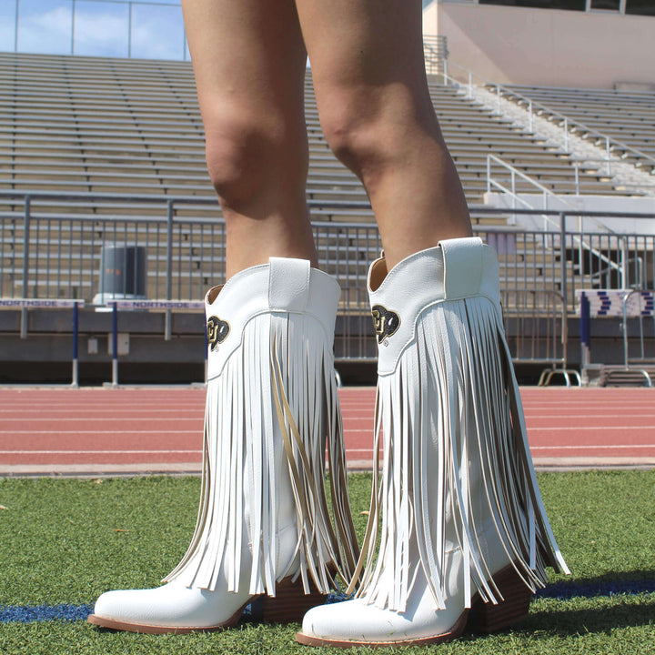 University of Colorado Kacey White Fringe Boot By V By Vaccari