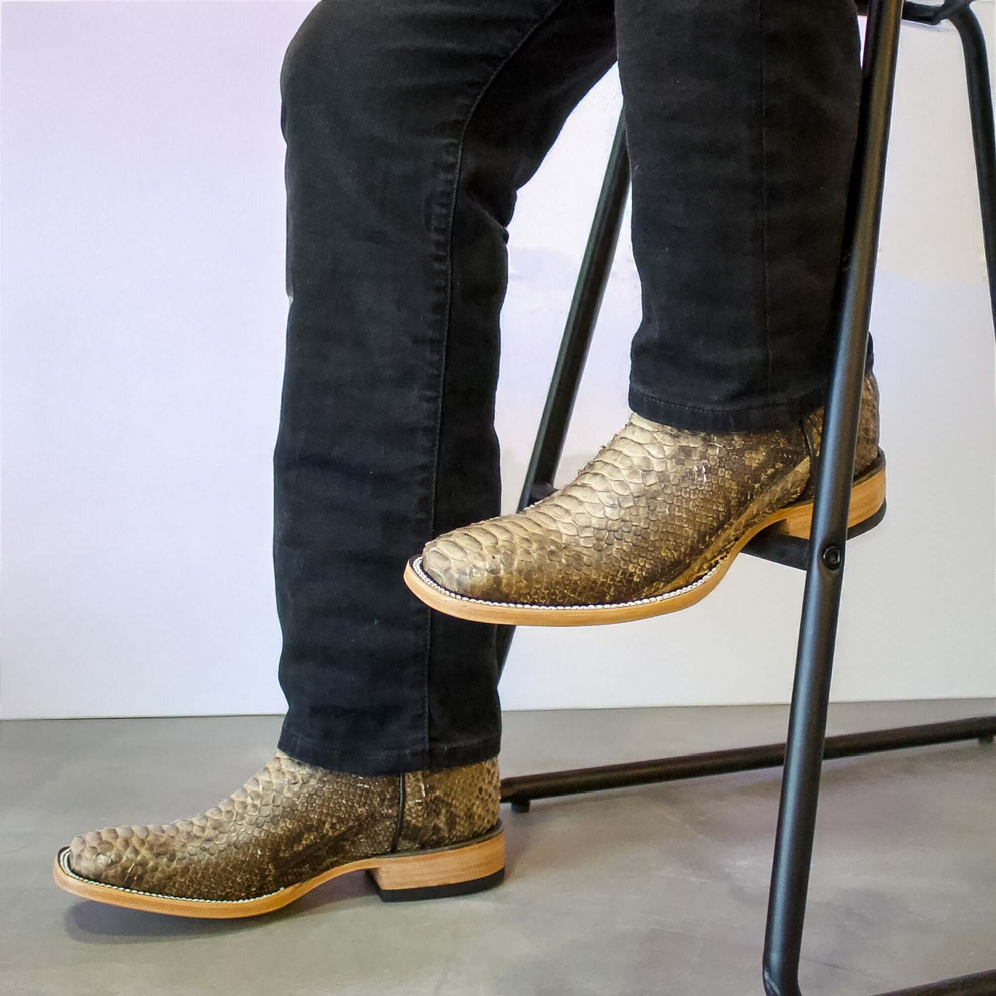 Men's Brown Python Cowboy Boots Crockett by Vaccari Core