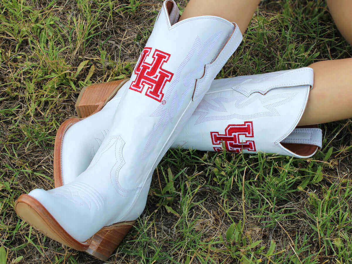 Women's University of Houston White Cowgirl Boots Leighton by Vaccari University