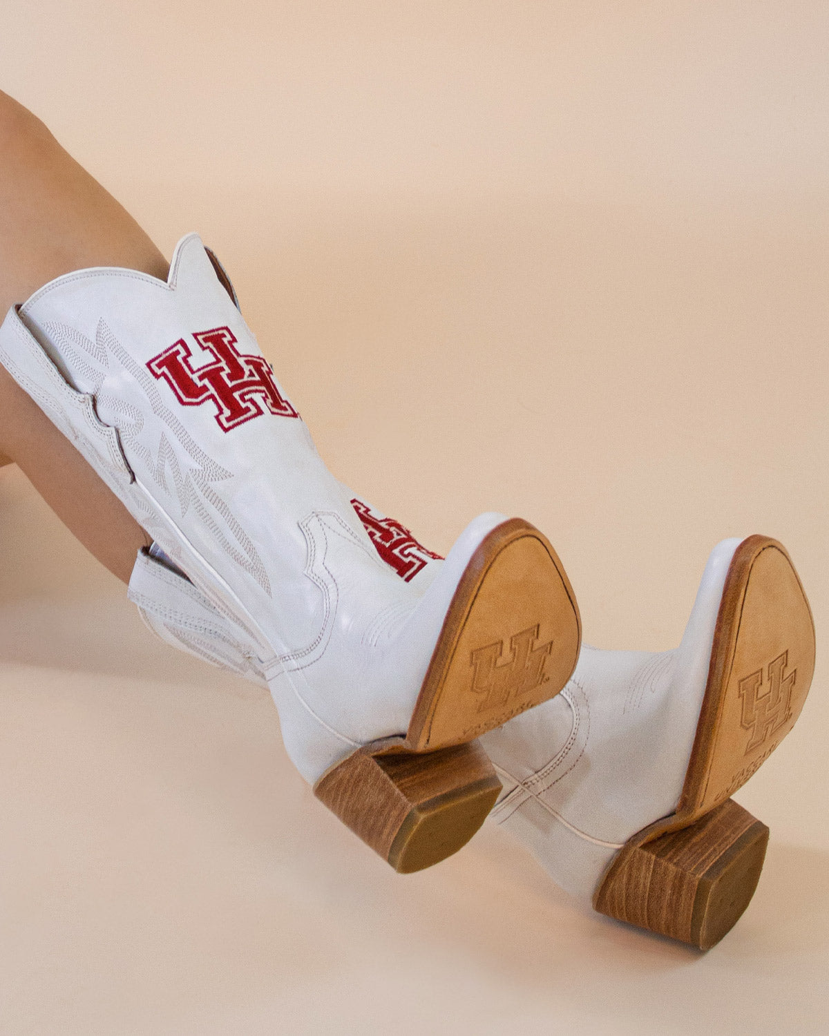 Women's University of Houston White Cowgirl Boots Leighton by Vaccari University