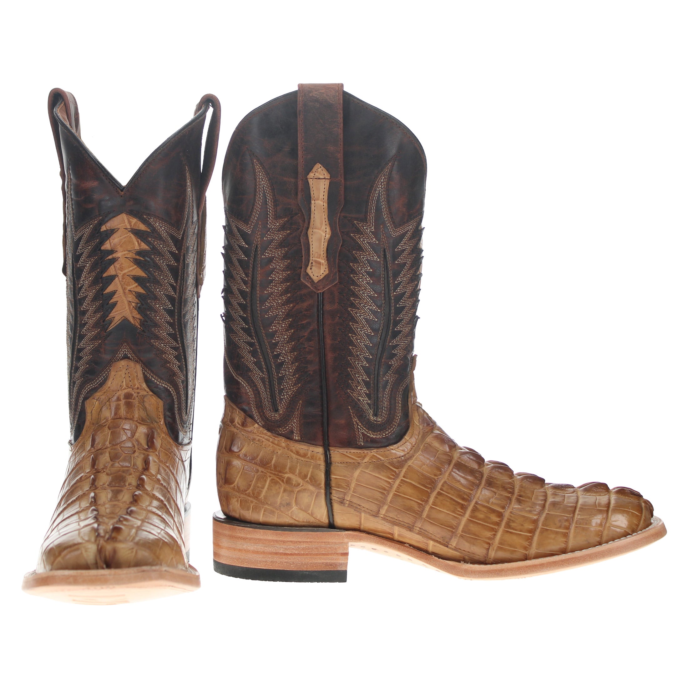 Men's Tan Hornback American Alligator Paxton Square Toe Vaccari Boots
