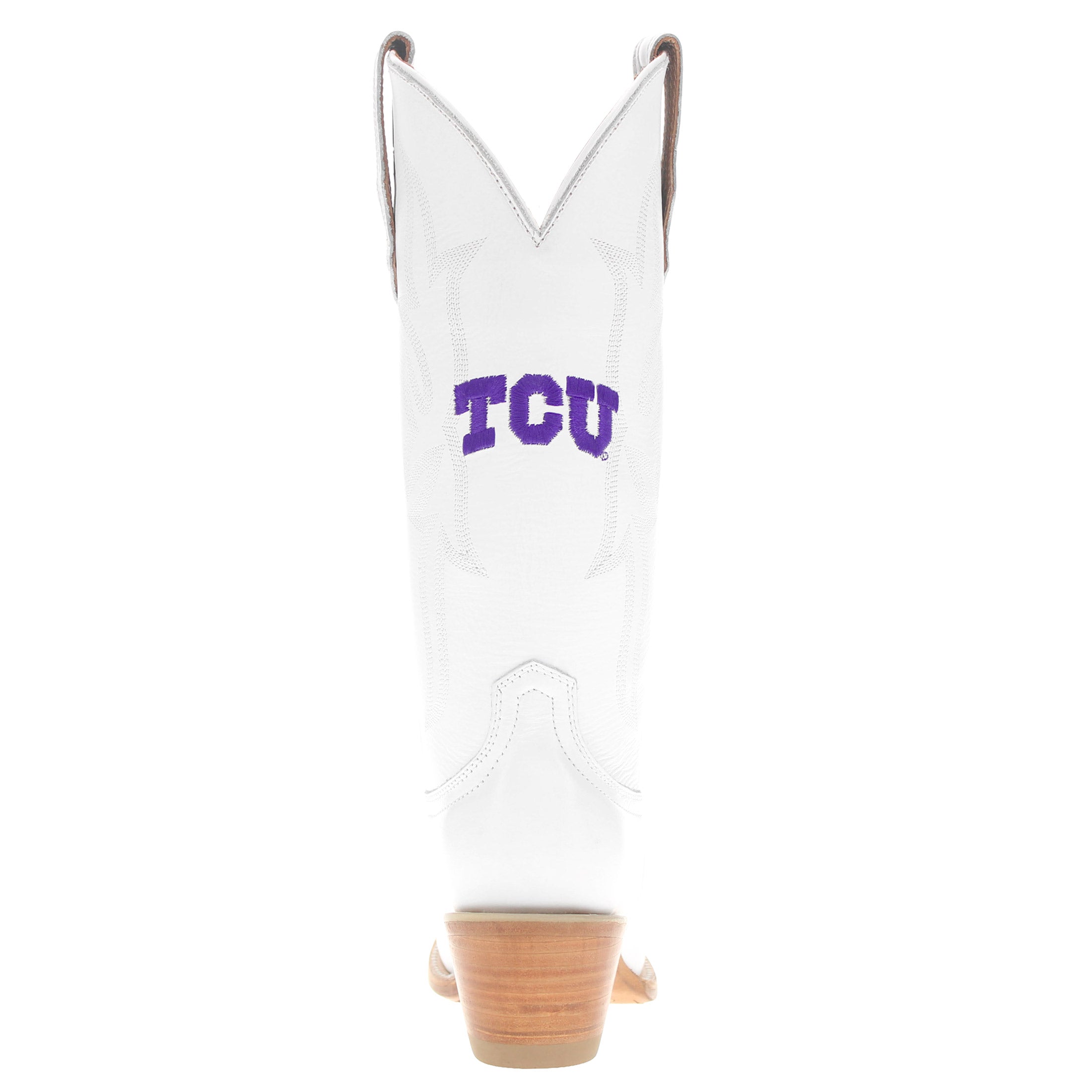 Women's Texas Christian University TCU White Cowgirl Boots Leighton by Vaccari University
