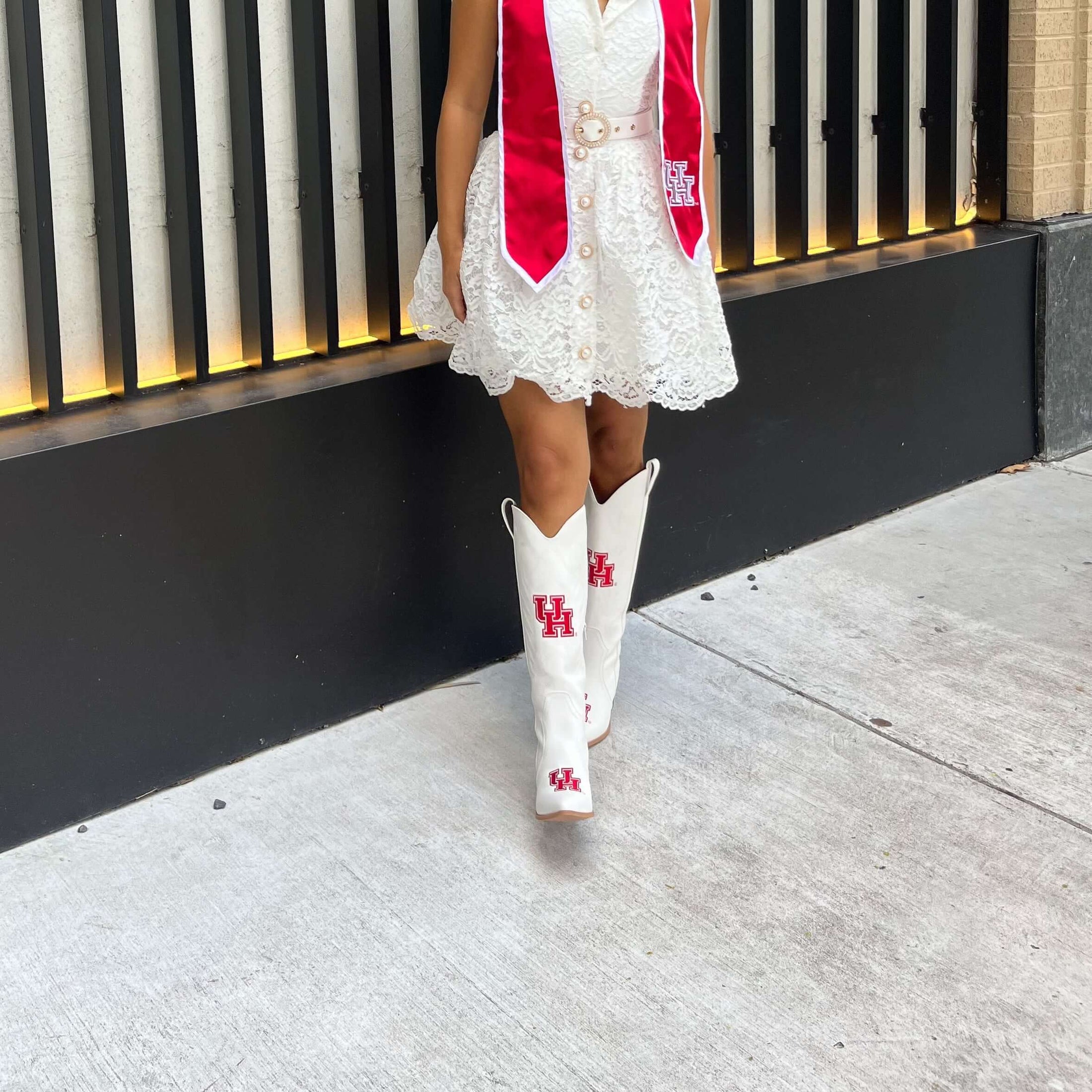 University of Houston Blair Tall White Boot By V By Vaccari