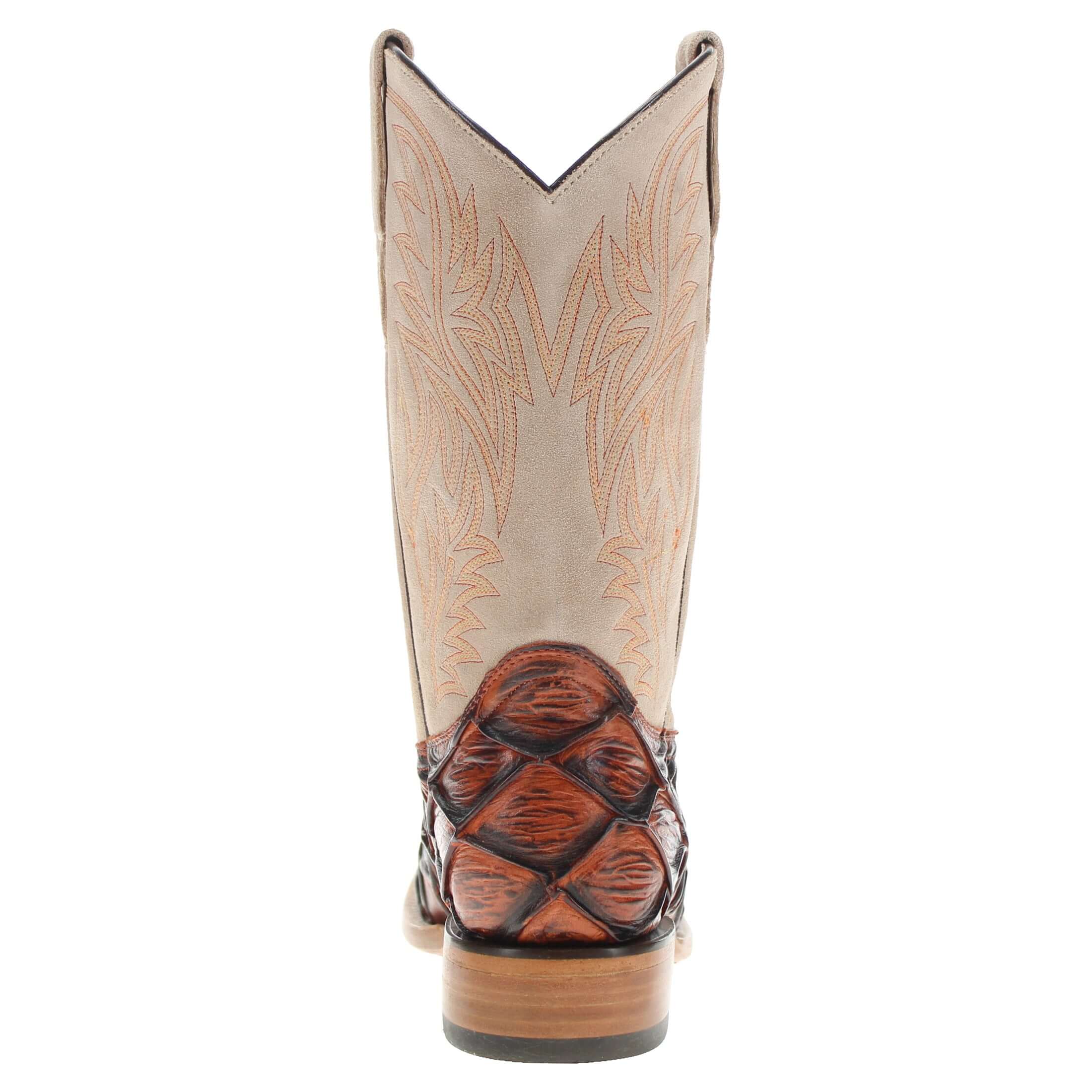 Men's Cognac Pirarucu Fish Print Cowboy Boots Malik by Vaccari Core