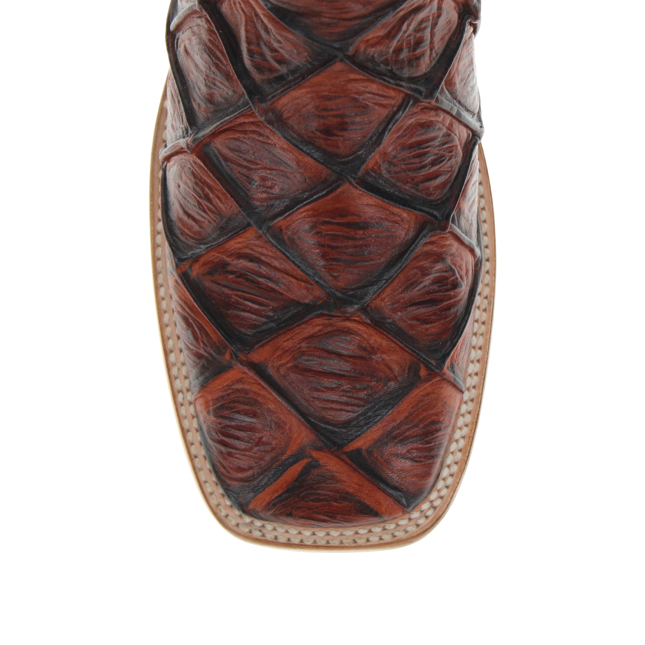 Men's Cognac Pirarucu Fish Print Cowboy Boots Malik by Vaccari Core