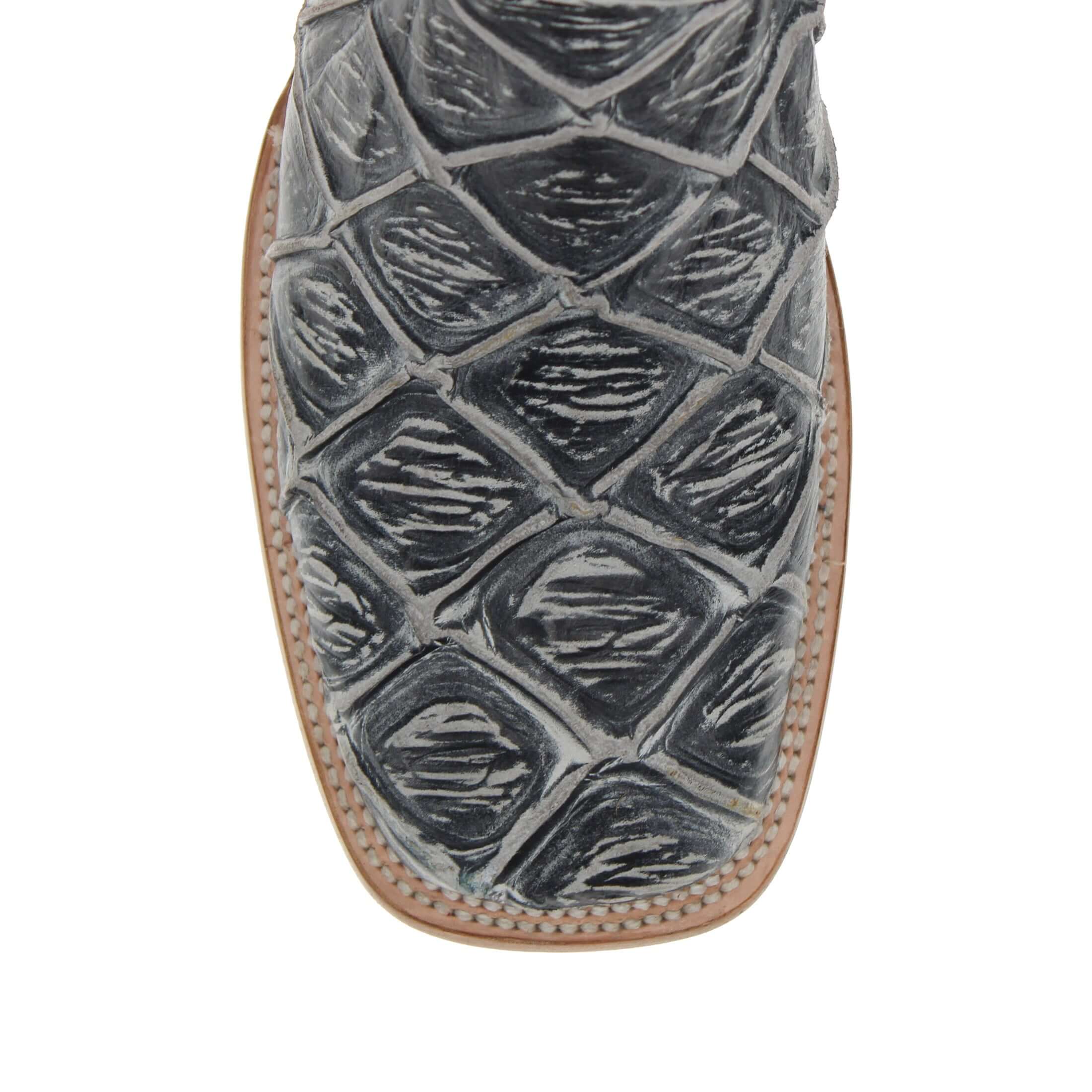 Men's Black Pirarucu Fish Print Cowboy Boots Malik by Vaccari Core