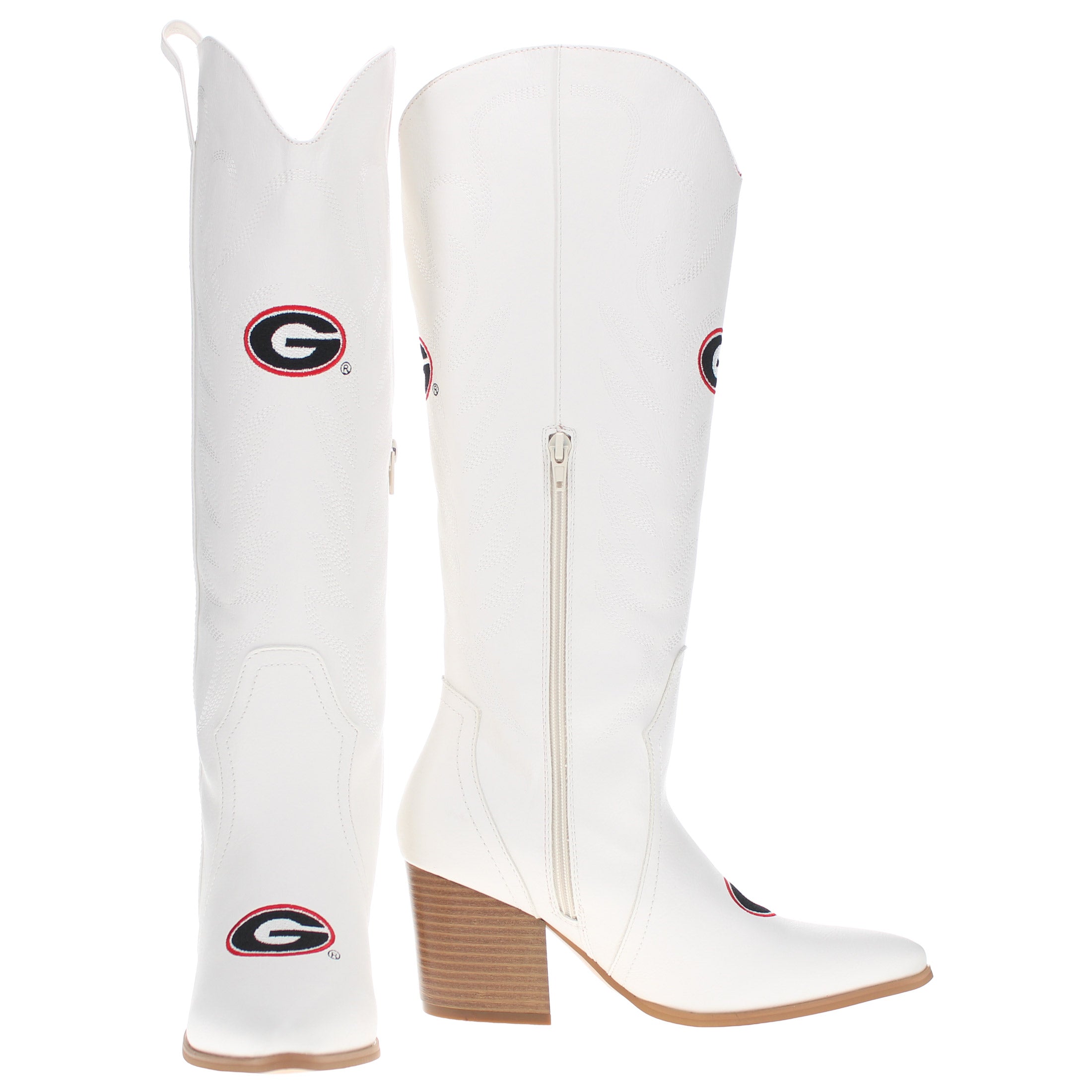 Women's University of Georgia White Tall Cowgirl Boots Blair by V by Vaccari