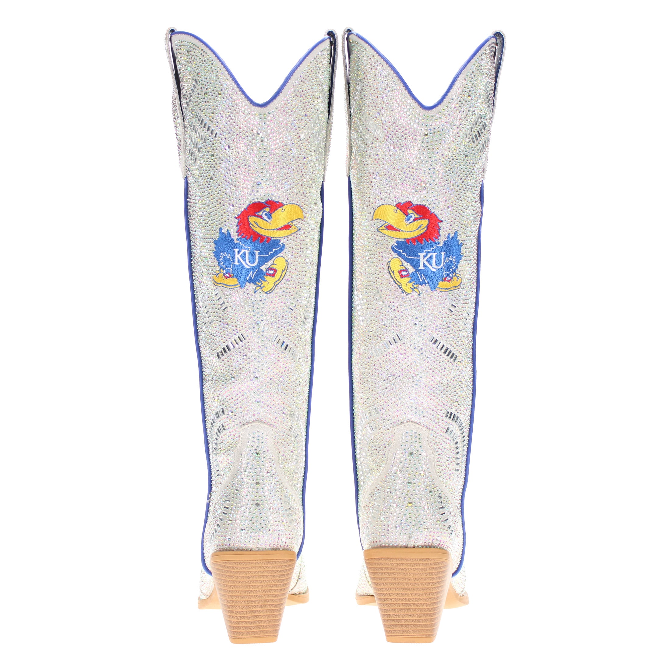 Women's University of Kansas Natural Tall Bling Cowgirl Boots Amber by V by Vaccari