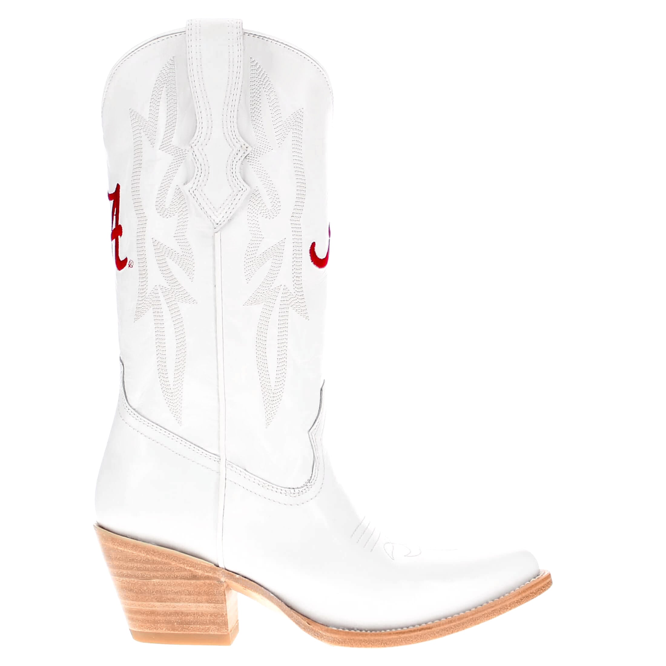 Women's University of Alabama All White Pointed Toe Cowgirl Boots Leighton Vaccari University