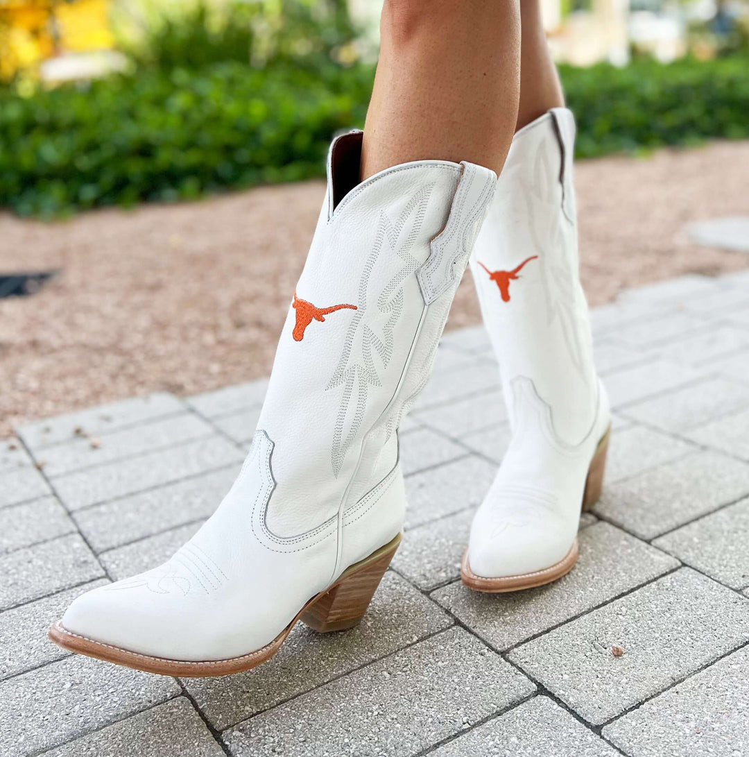 Women's University of Texas White Cowgirl Boots Leighton by Vaccari University