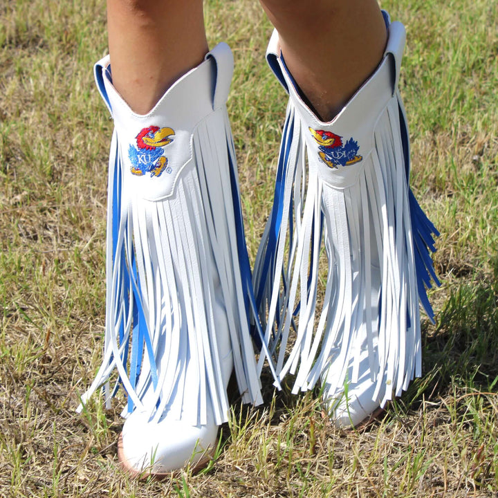 University of Kansas Kacey White Fringe Boot By V By Vaccari