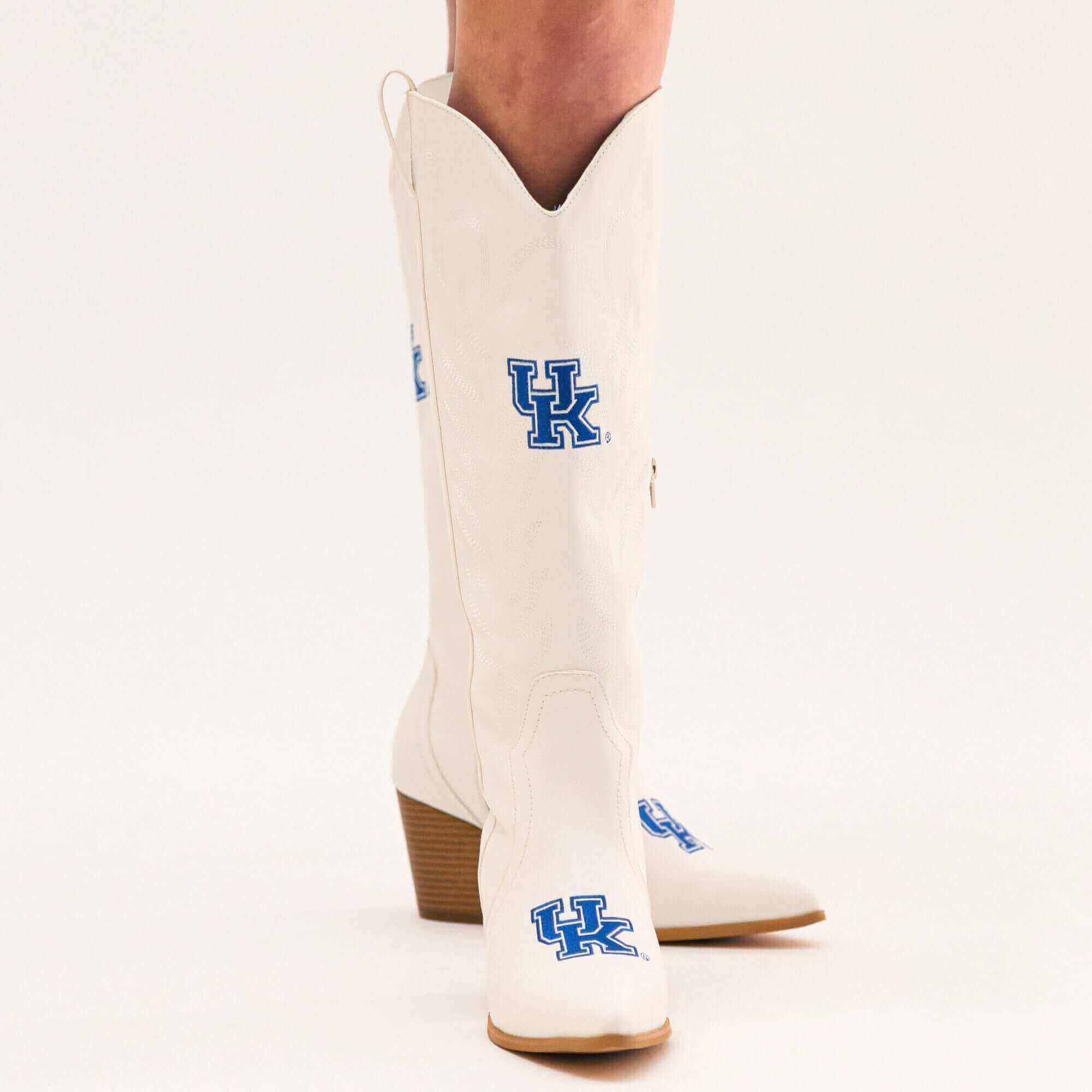 Women's University of Kentucky Tall White Cowgirl Boots Blair V by Vaccari