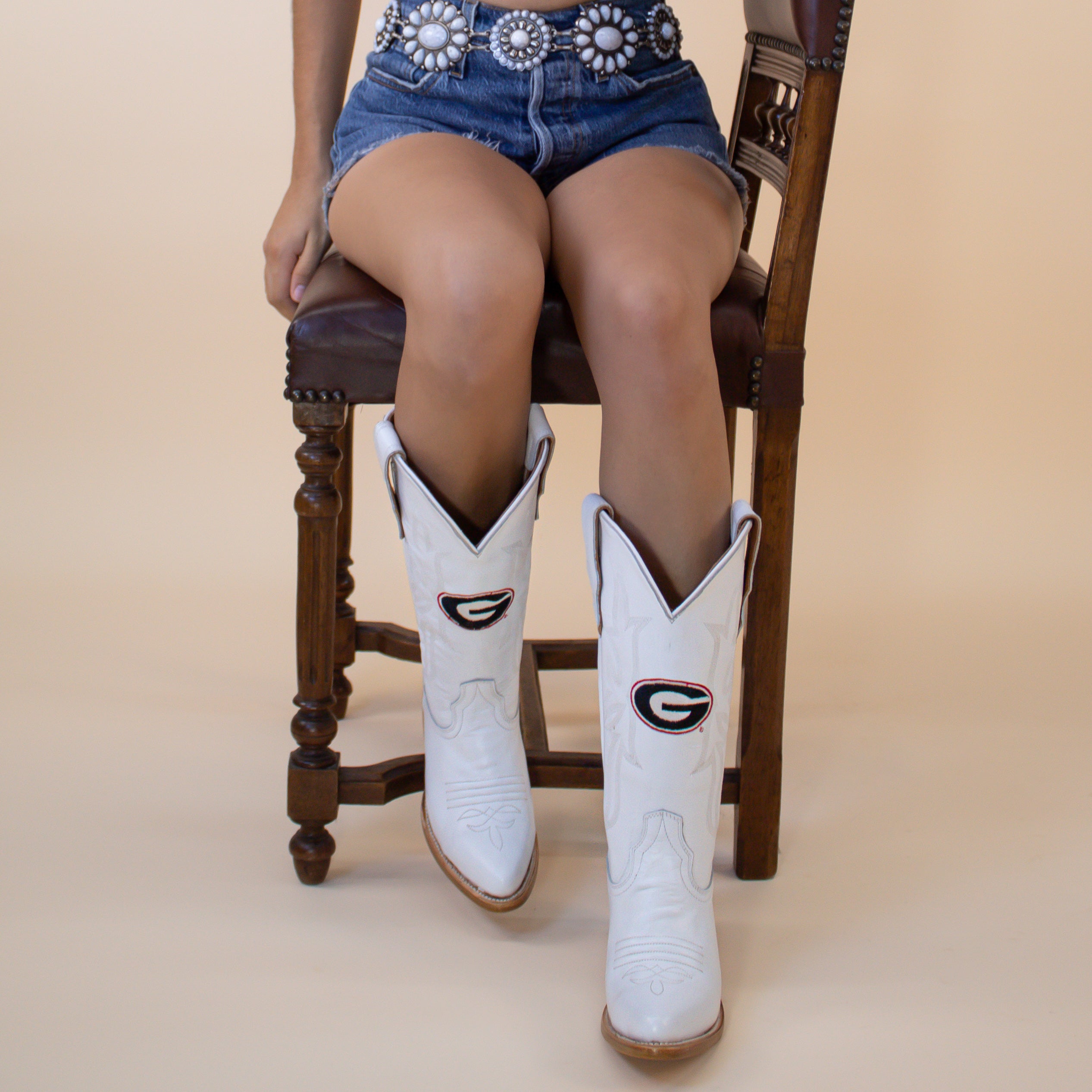 Women's University of Georgia White Cowgirl Boots Leighton by Vaccari University