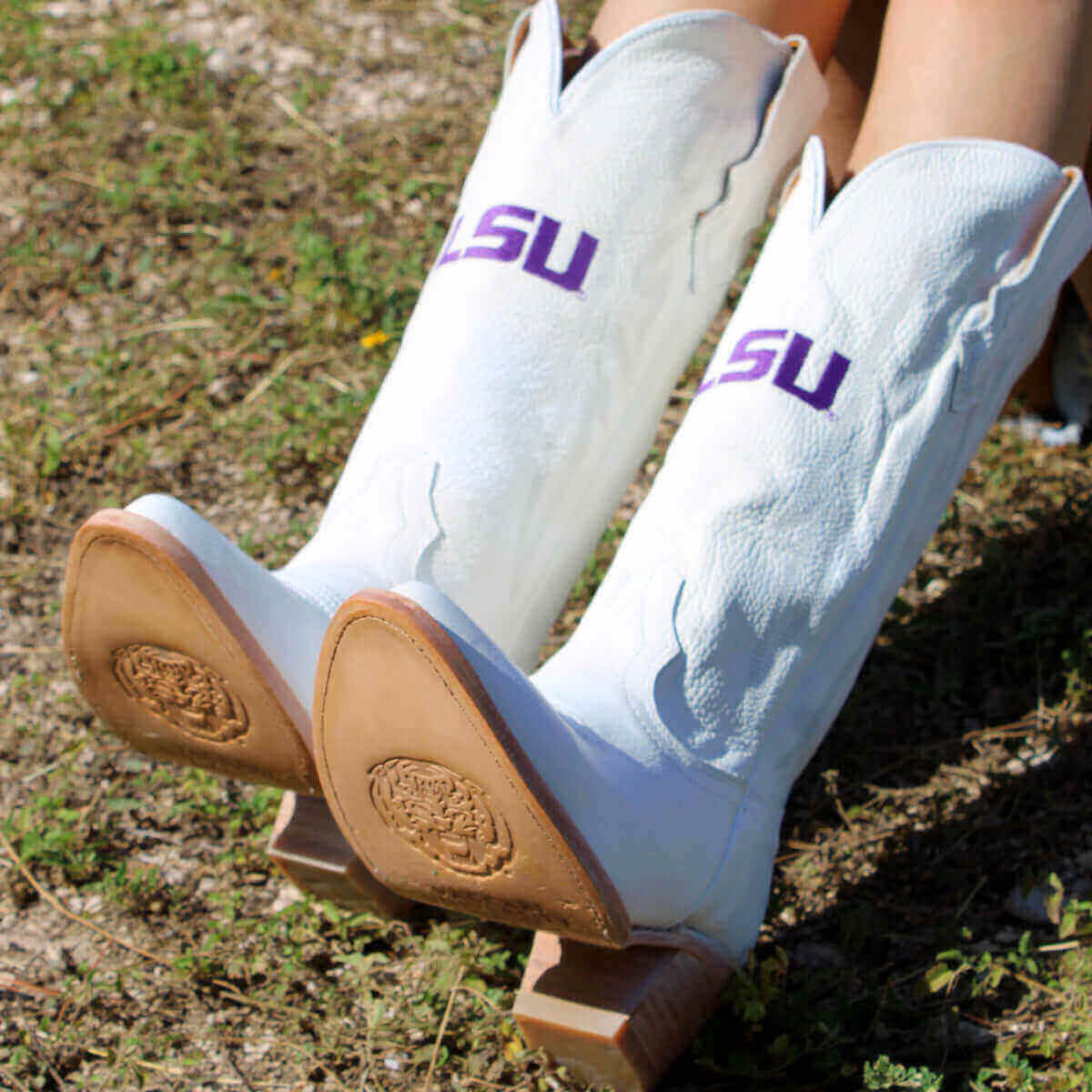 Women's LSU White Cowgirl Boots Leighton by Vaccari University
