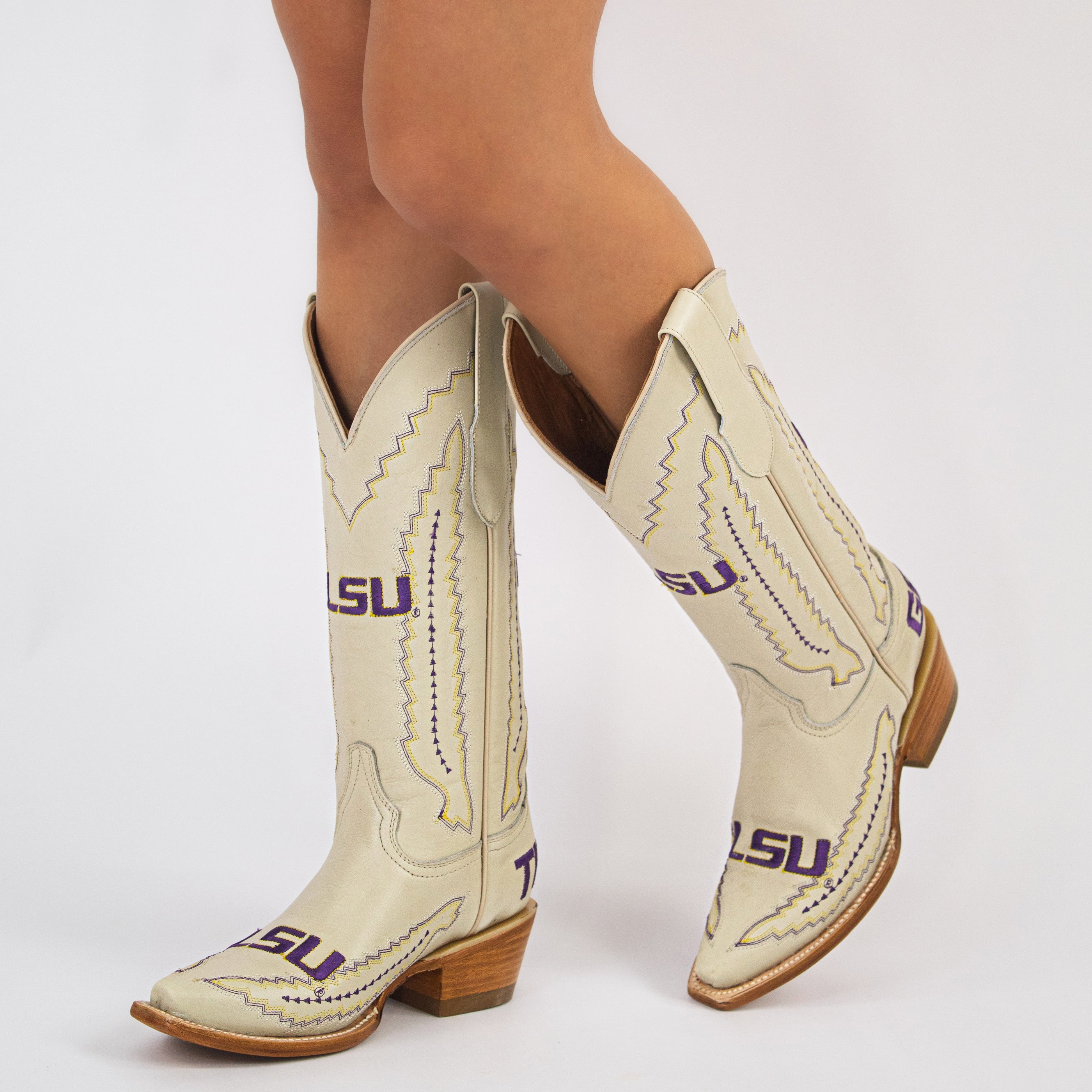 Women's Louisiana State University Bone Cowgirl Boots Naomi by Vaccari University