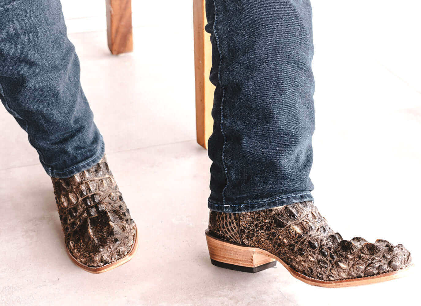Men's Natural American Alligator Cowboy Boots Ryder by Vaccari Core