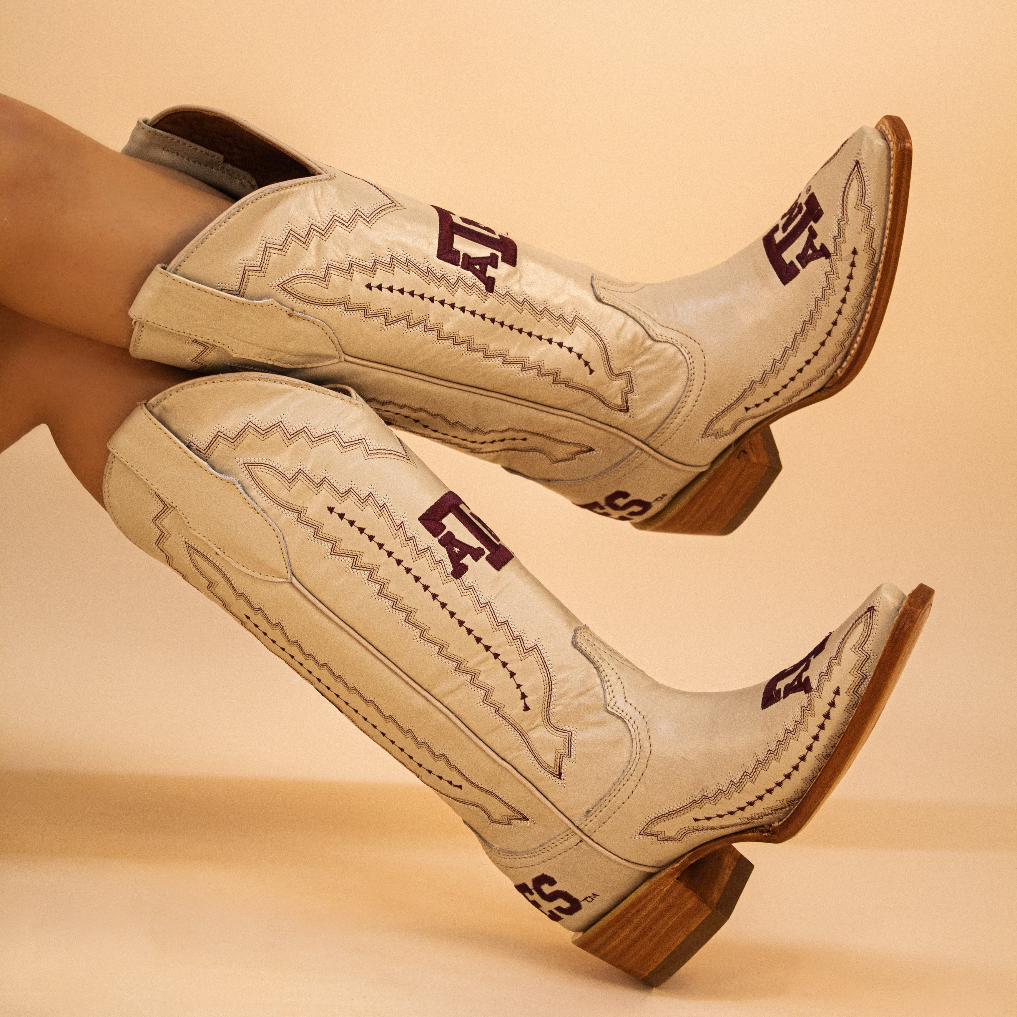 Women's Texas A&M University Bone Cowgirl Boots Naomi by Vaccari University