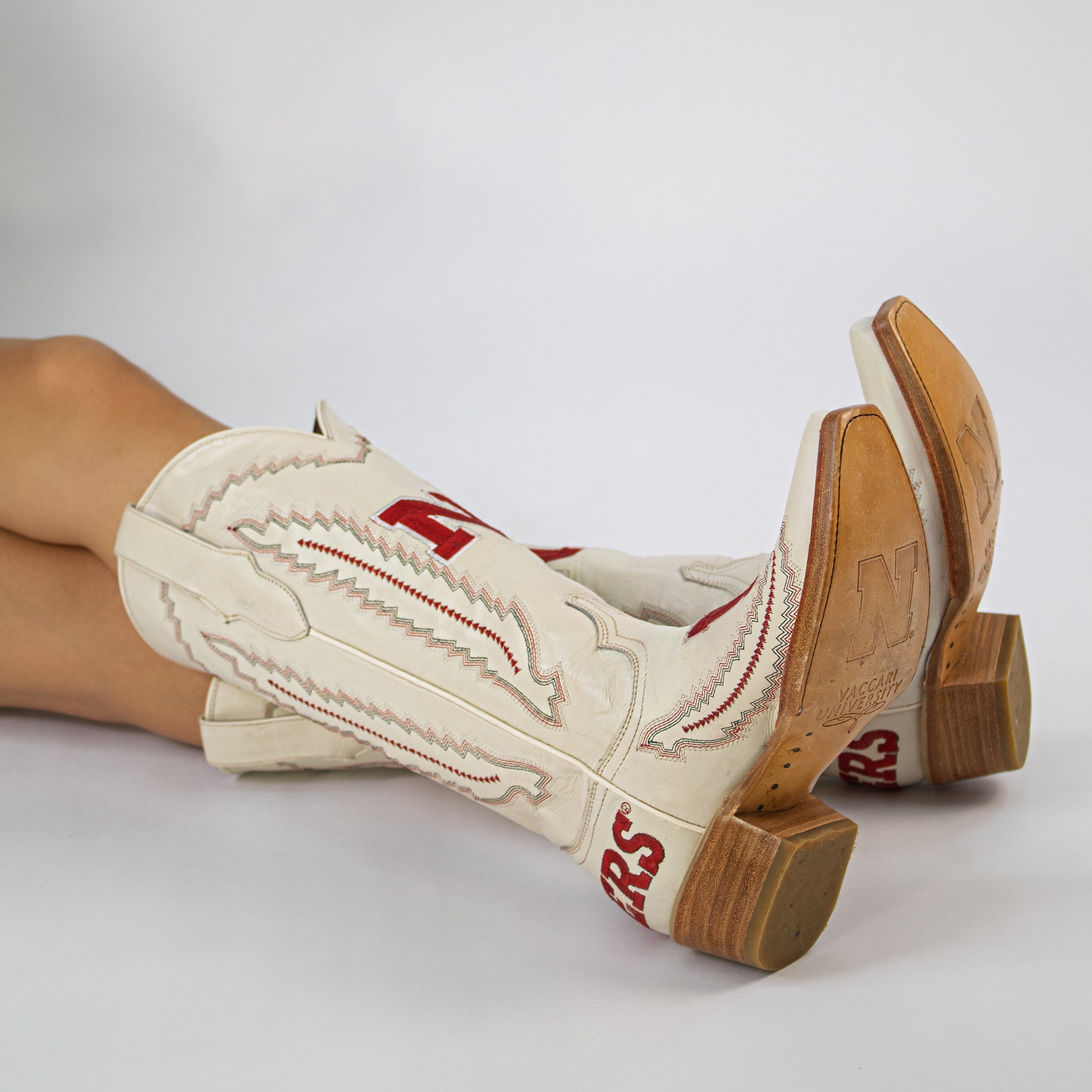 Women's University of Nebraska Bone Cowgirl Boots Naomi By Vaccari University