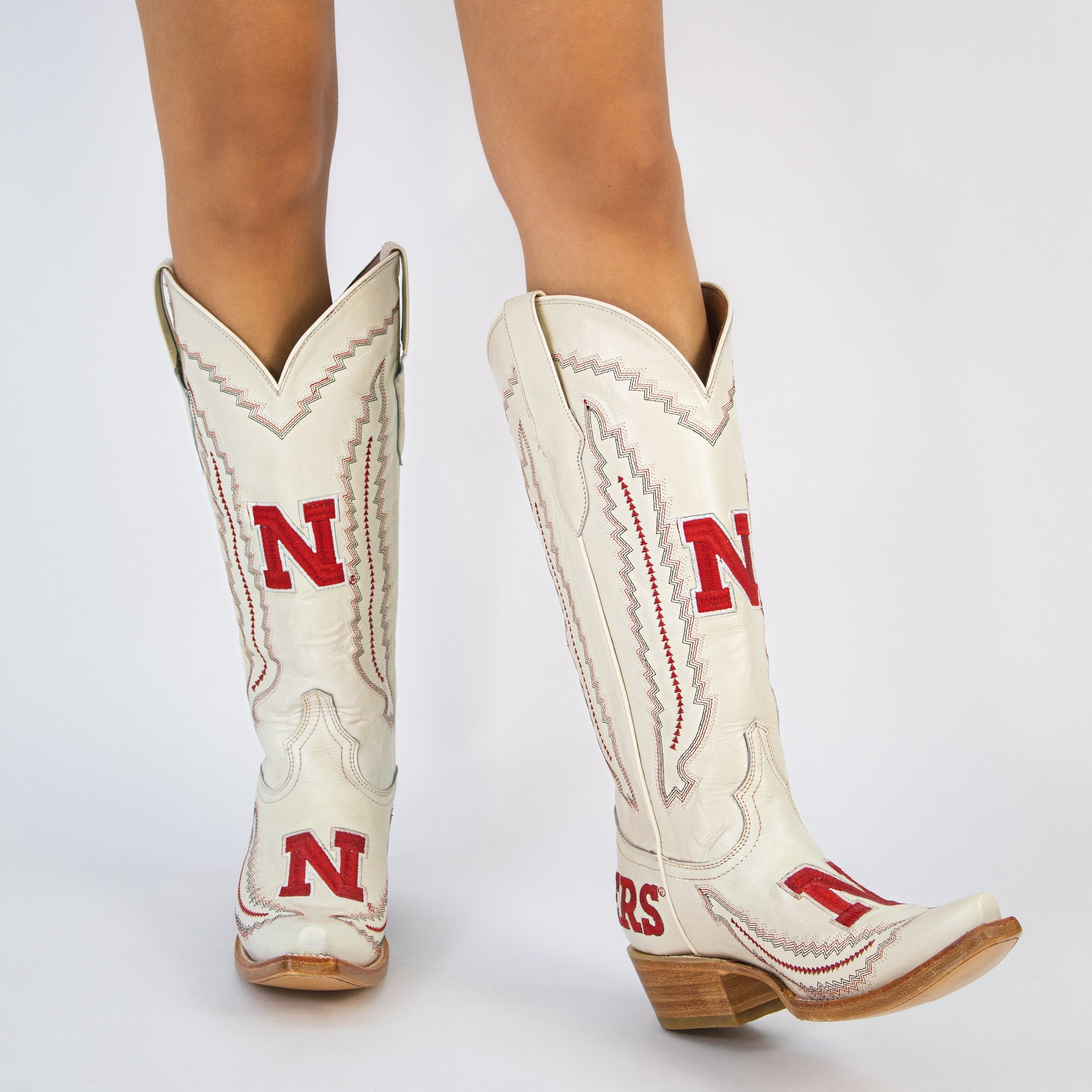 Women's University of Nebraska Cornhuskers Bone Snip Toe Cowgirl Boots Naomi by Vaccari