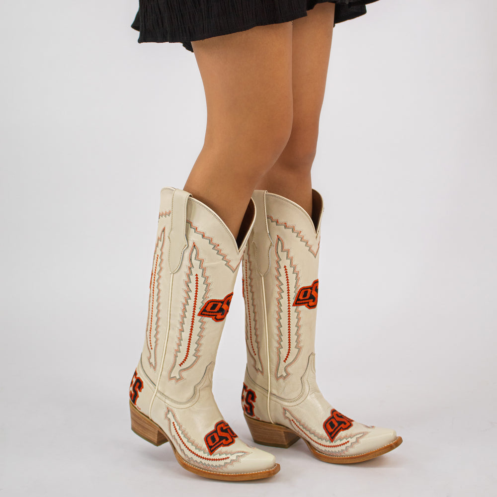 Women's Oklahoma State University Bone Cowgirl Boots Naomi by Vaccari University