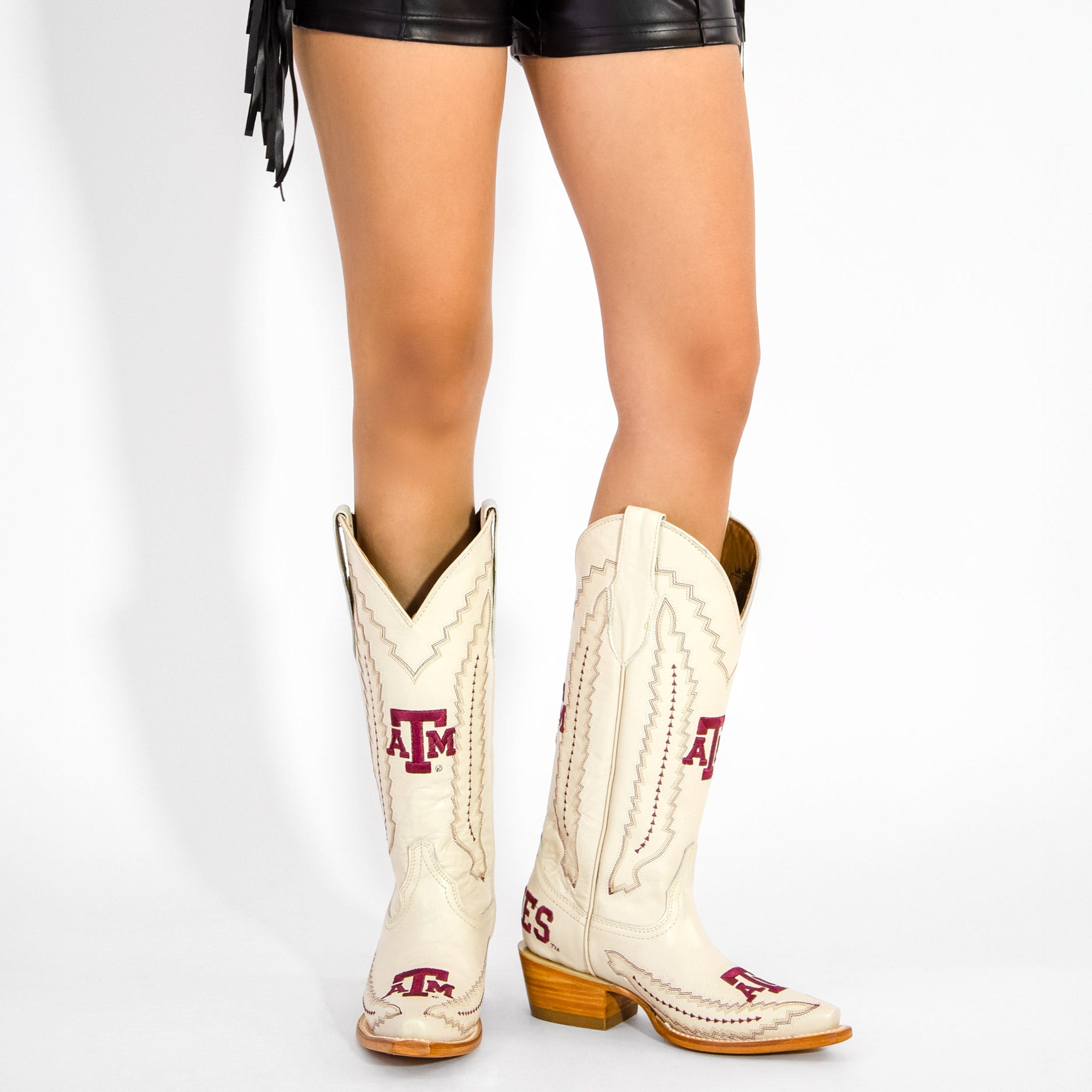 Women's Texas A&M Aggies Cowgirl Boots | TAMU White Snip Toe Boots | Officially Licensed | Naomi
