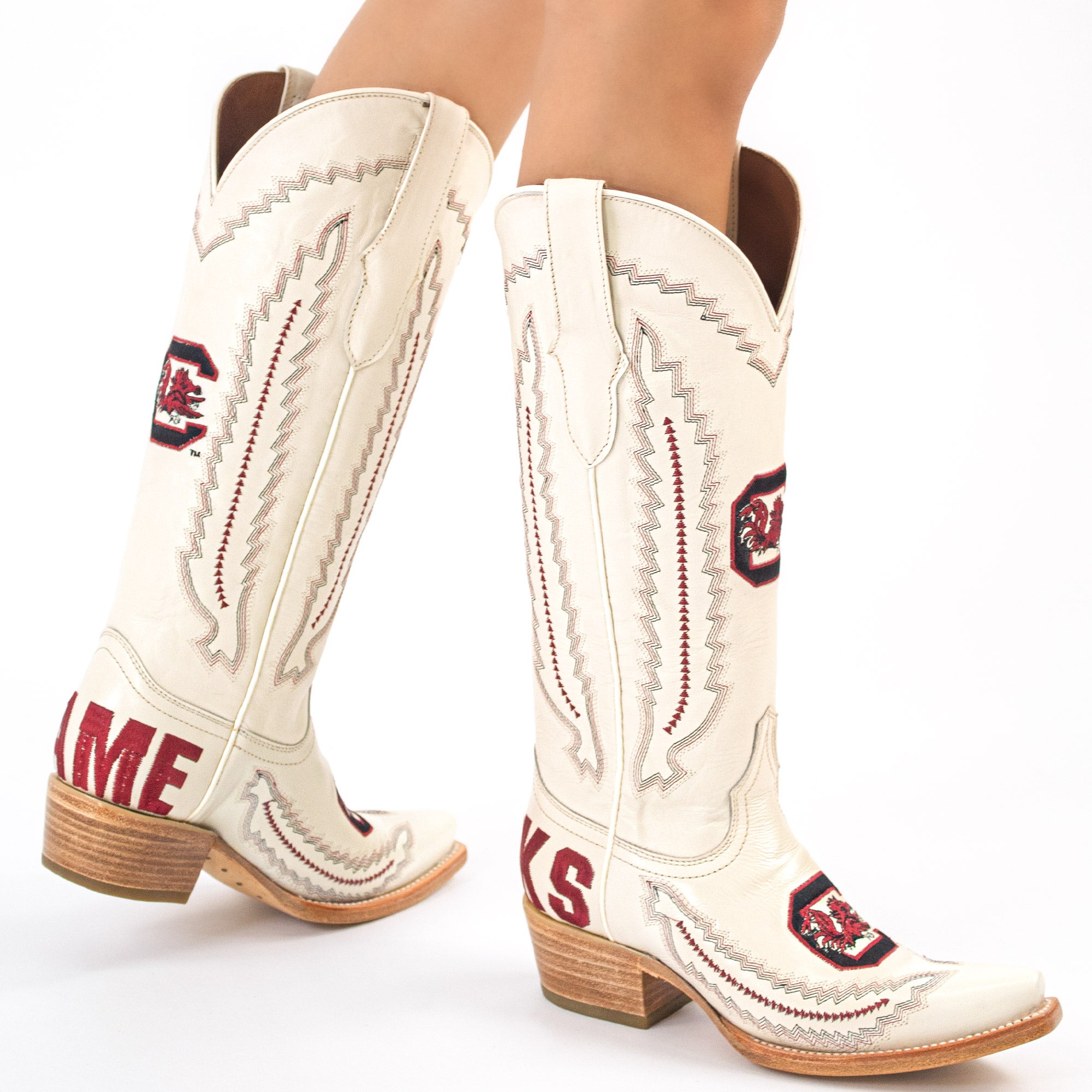 Women's South Carolina University Bone Snip Toe Cowgirl Boots Naomi by Vaccari