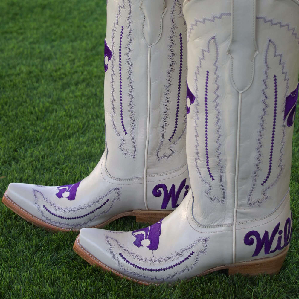 Women's Kansas State University Wildcats Bone Snip Toe Cowgirl Boots Naomi by Vaccari