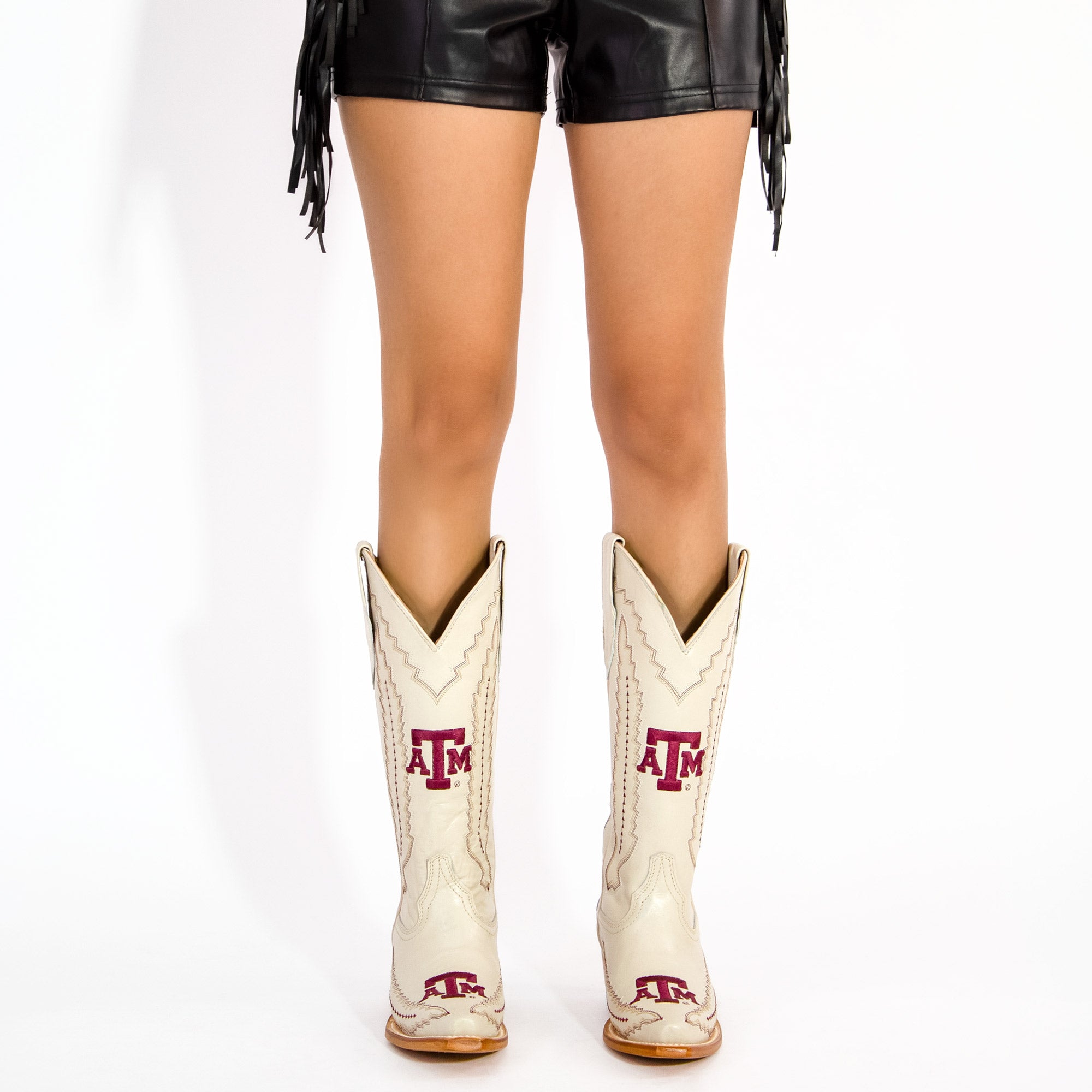 Women's Texas A&M Aggies Cowgirl Boots | TAMU White Snip Toe Boots | Officially Licensed | Naomi