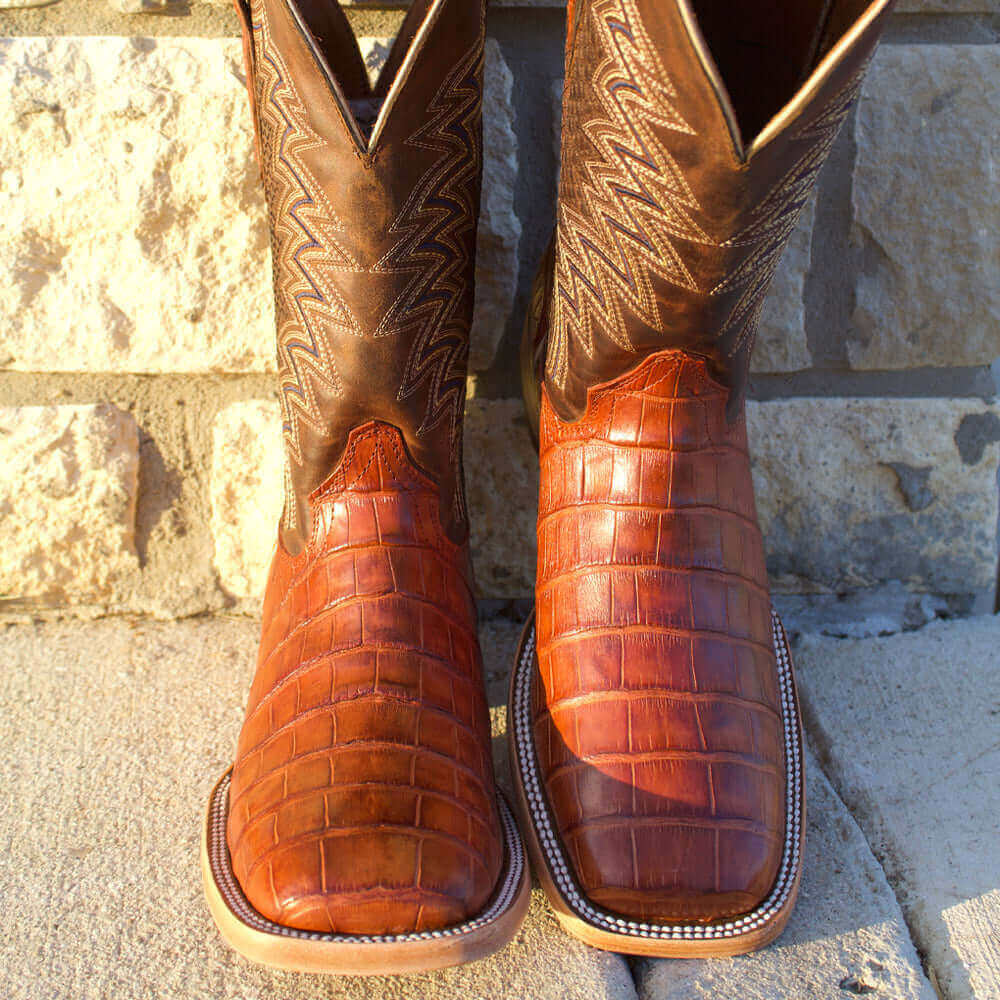 Men's Cognac American Alligator Cowboy Boots Navarro by Vaccari Core