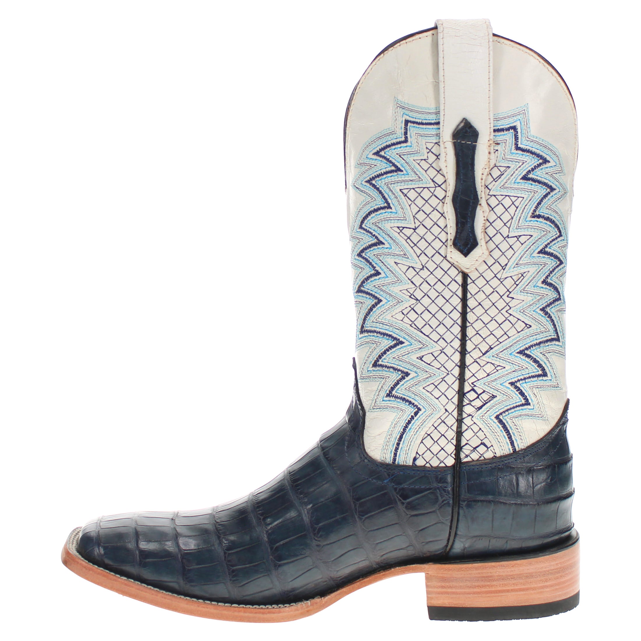 Men's Navy Blue American Alligator Tail BS Toe Cowboy Boots by Vaccari