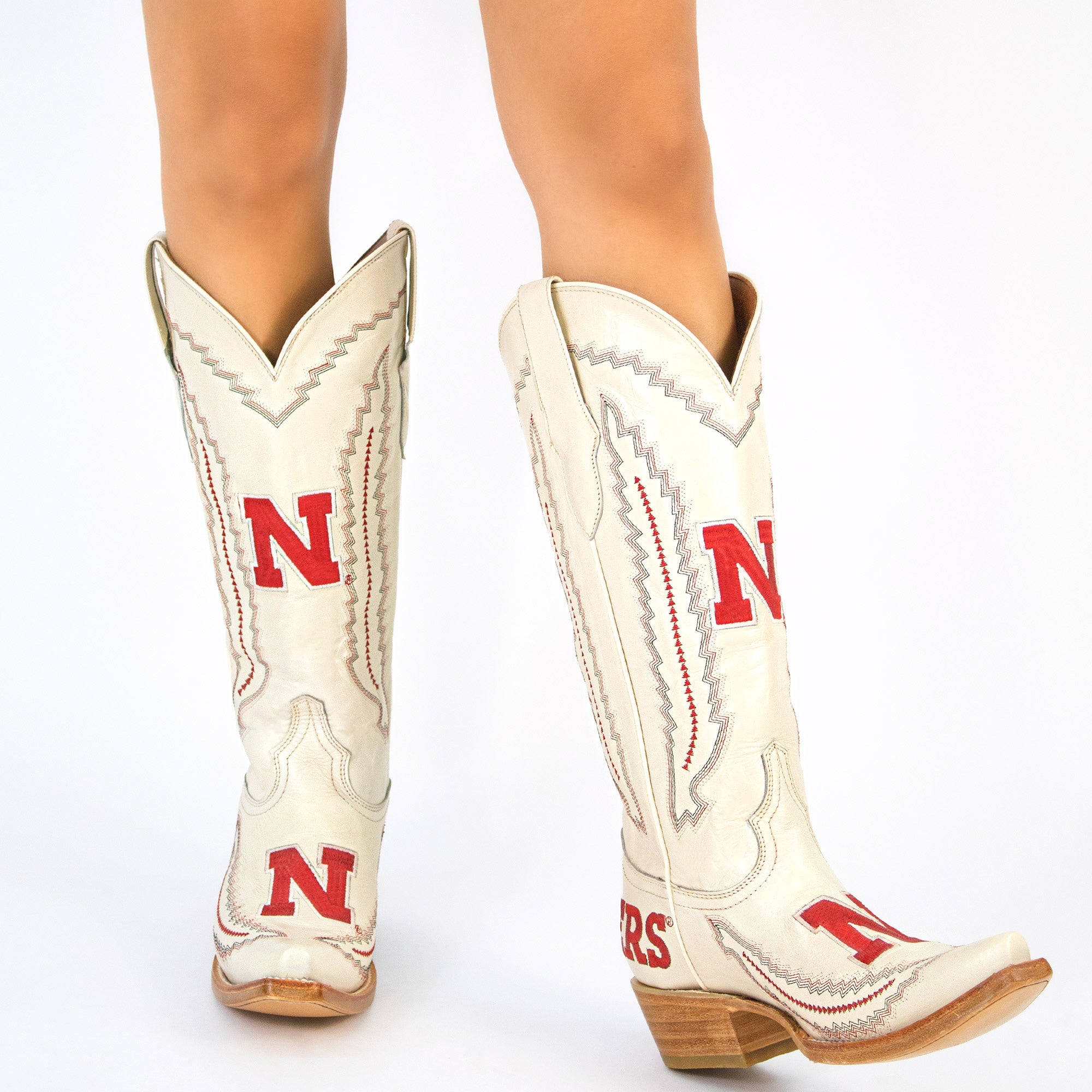 Women's University of Nebraska Cornhuskers Bone Snip Toe Cowgirl Boots Naomi by Vaccari