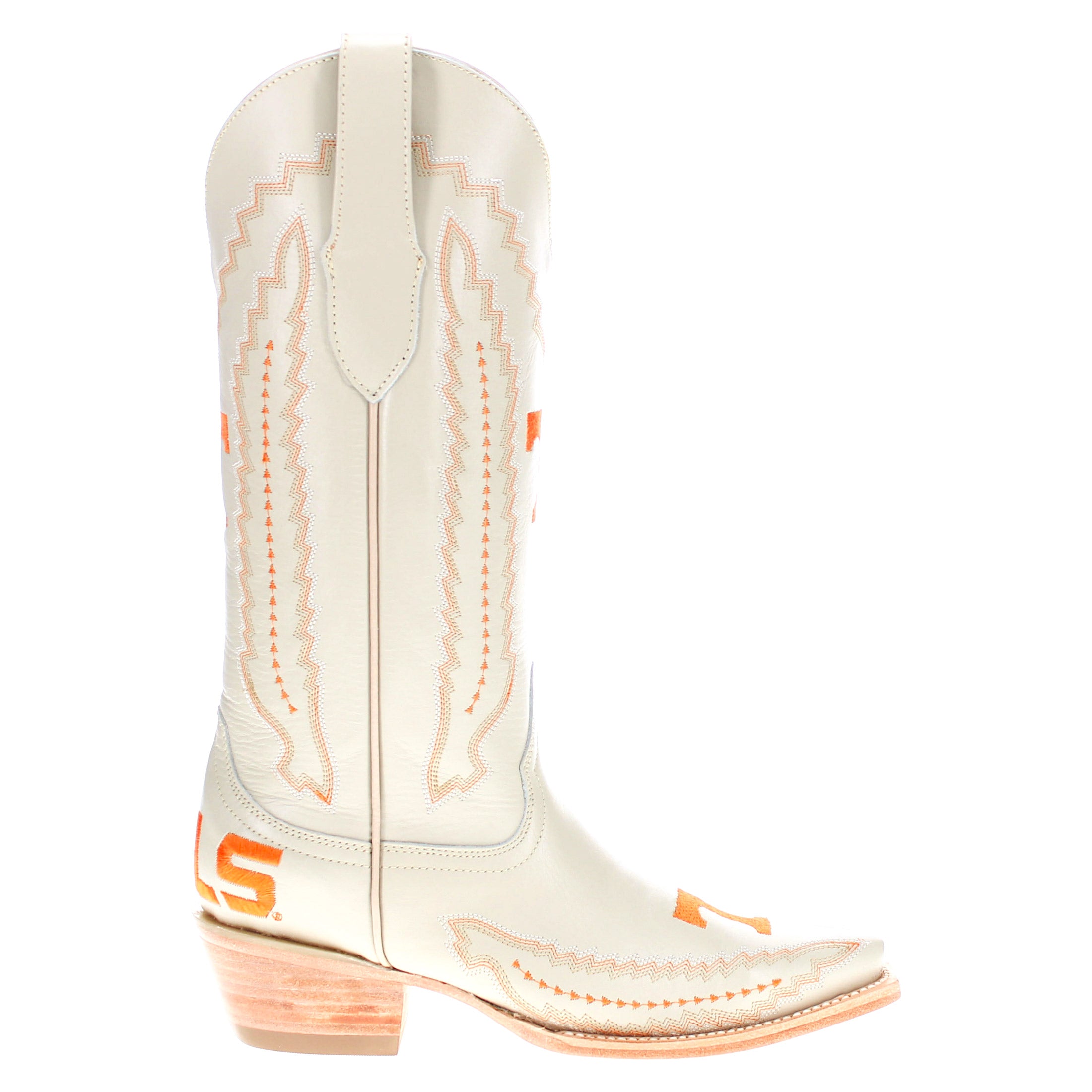 Women's University of Tennessee Cowgirl Boots Bone Leather Snip Toe Boots by Vaccari