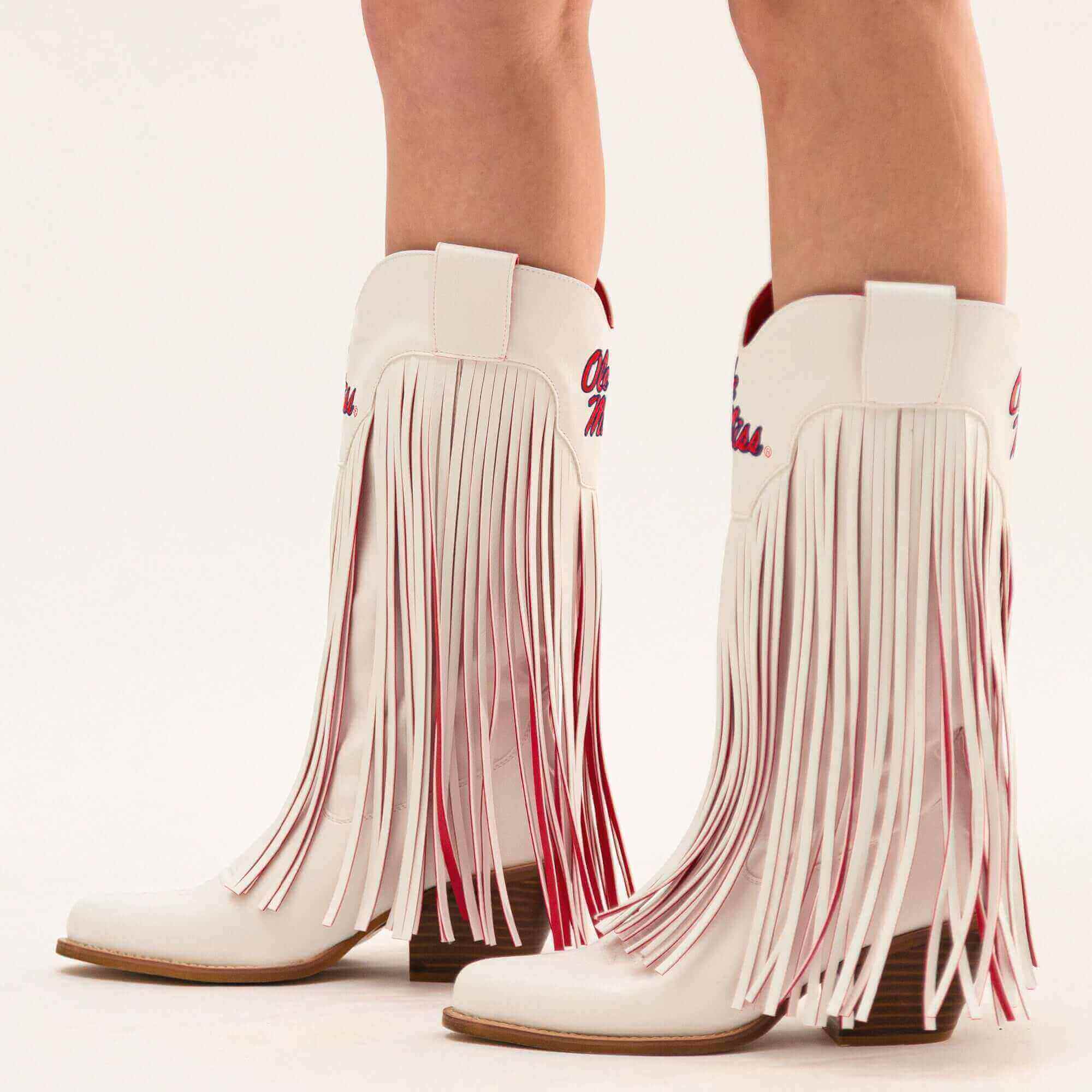 Women's University of Mississippi White Cowgirl Boots Kacey V by Vaccari