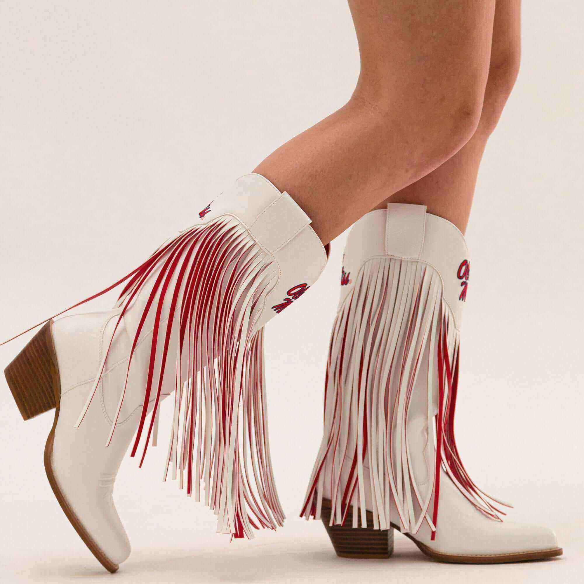 Women's University of Mississippi White Cowgirl Boots Kacey V by Vaccari