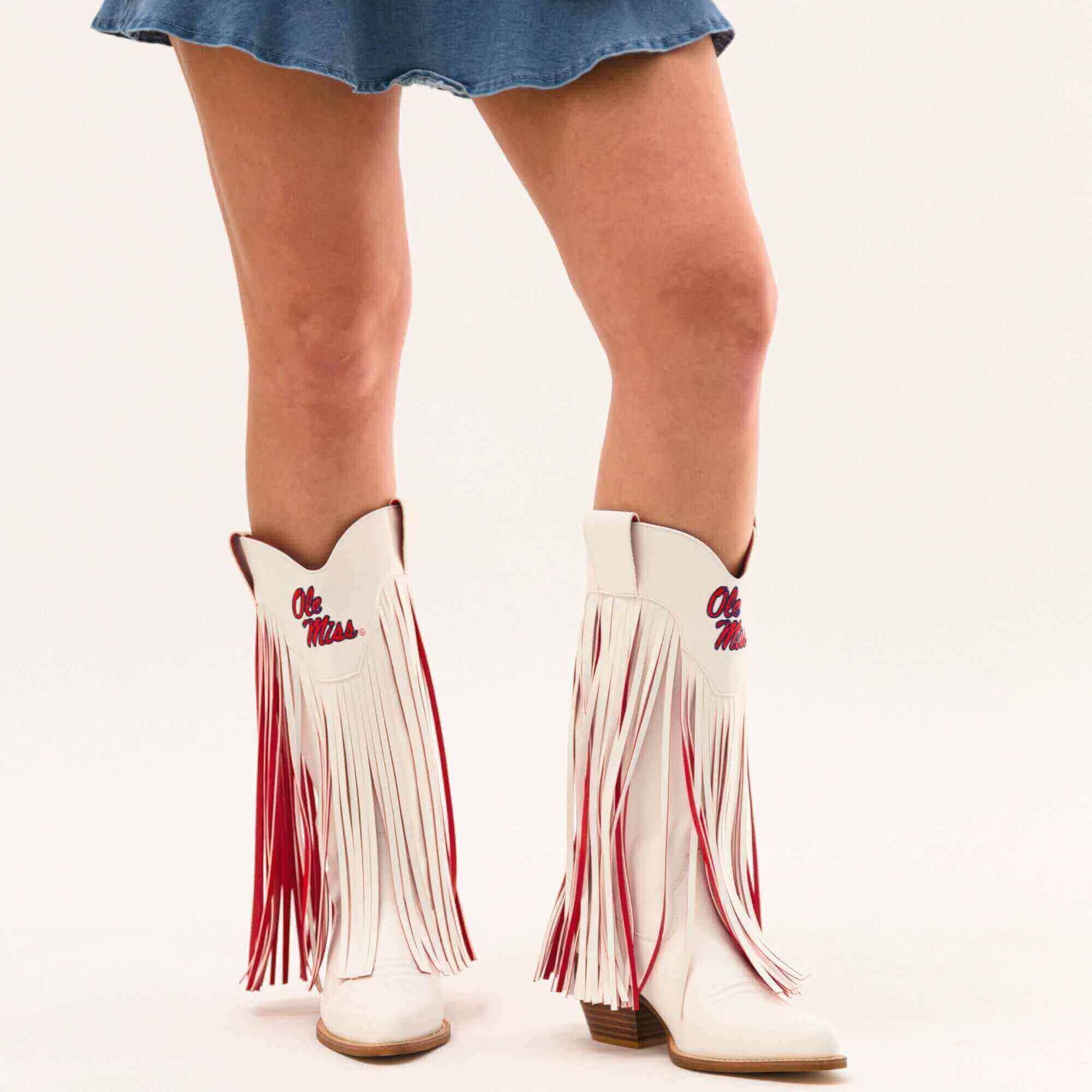 Women's University of Mississippi White Cowgirl Boots Kacey V by Vaccari