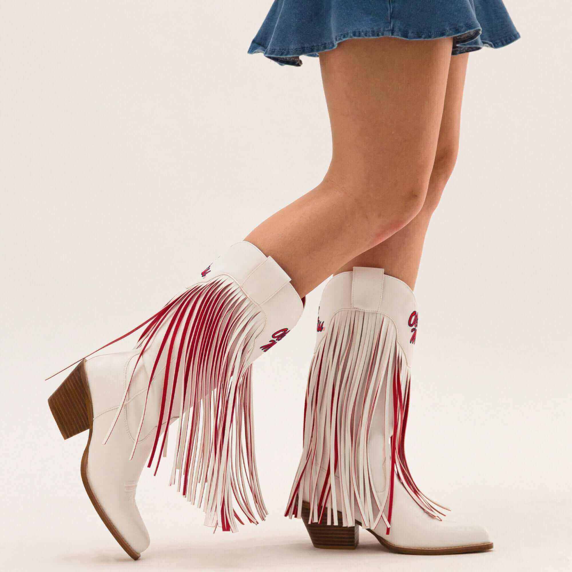 Women's University of Mississippi White Cowgirl Boots Kacey V by Vaccari
