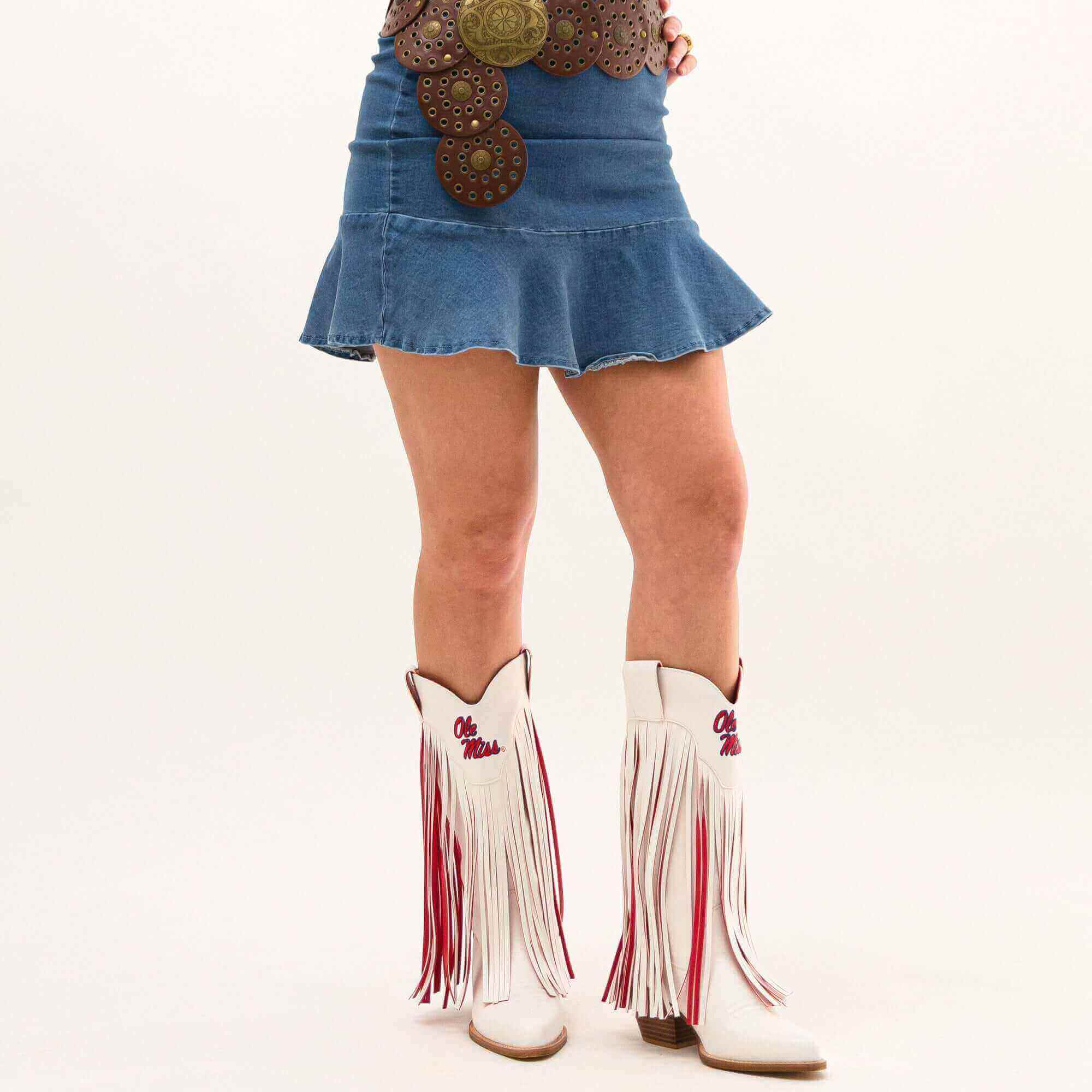 Women's University of Mississippi White Cowgirl Boots Kacey V by Vaccari