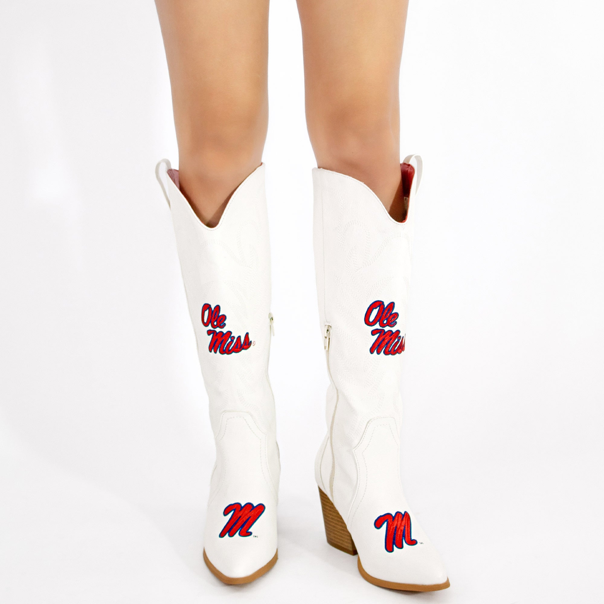 University of Mississippi Blair Tall White Boot By V By Vaccari