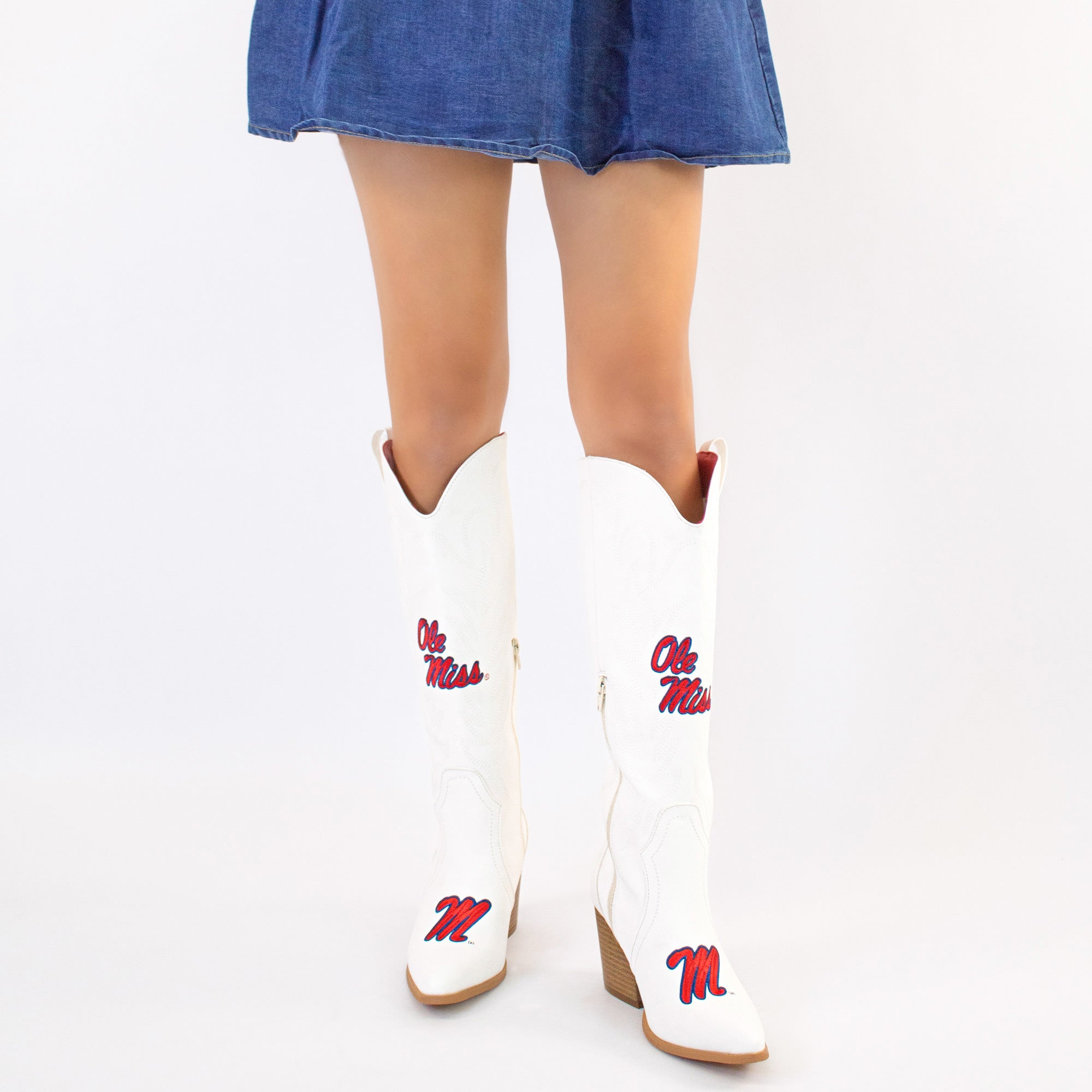 University of Mississippi Blair Tall White Boot By V By Vaccari