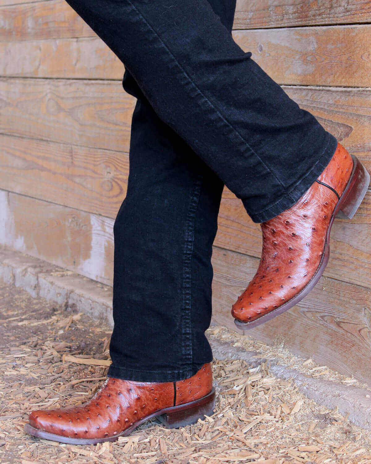 Cognac Full Quill Ostrich Men's Cowboy Boots Henry by Vaccari Core