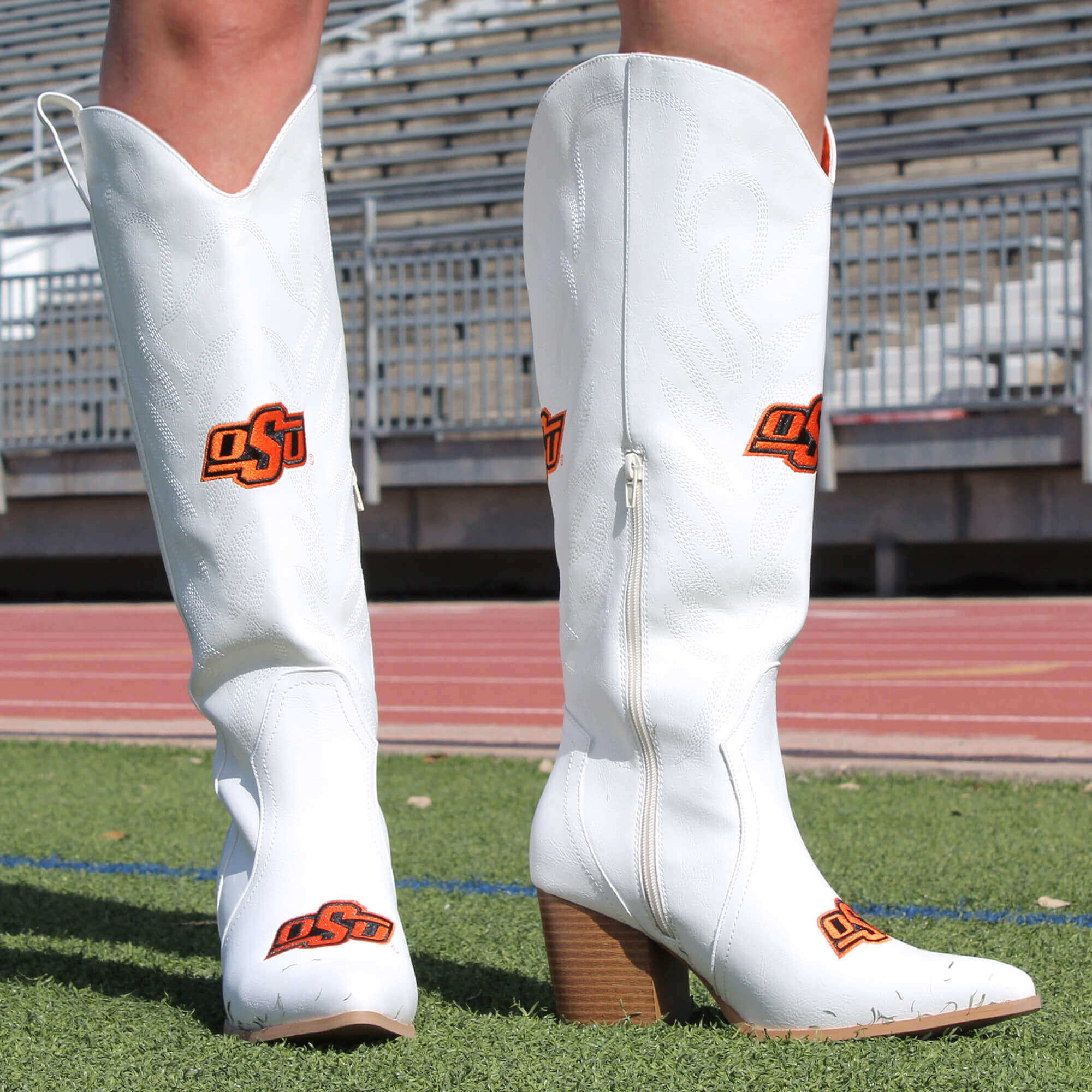 Oklahoma State University Blair Tall White Boot By V By Vaccari