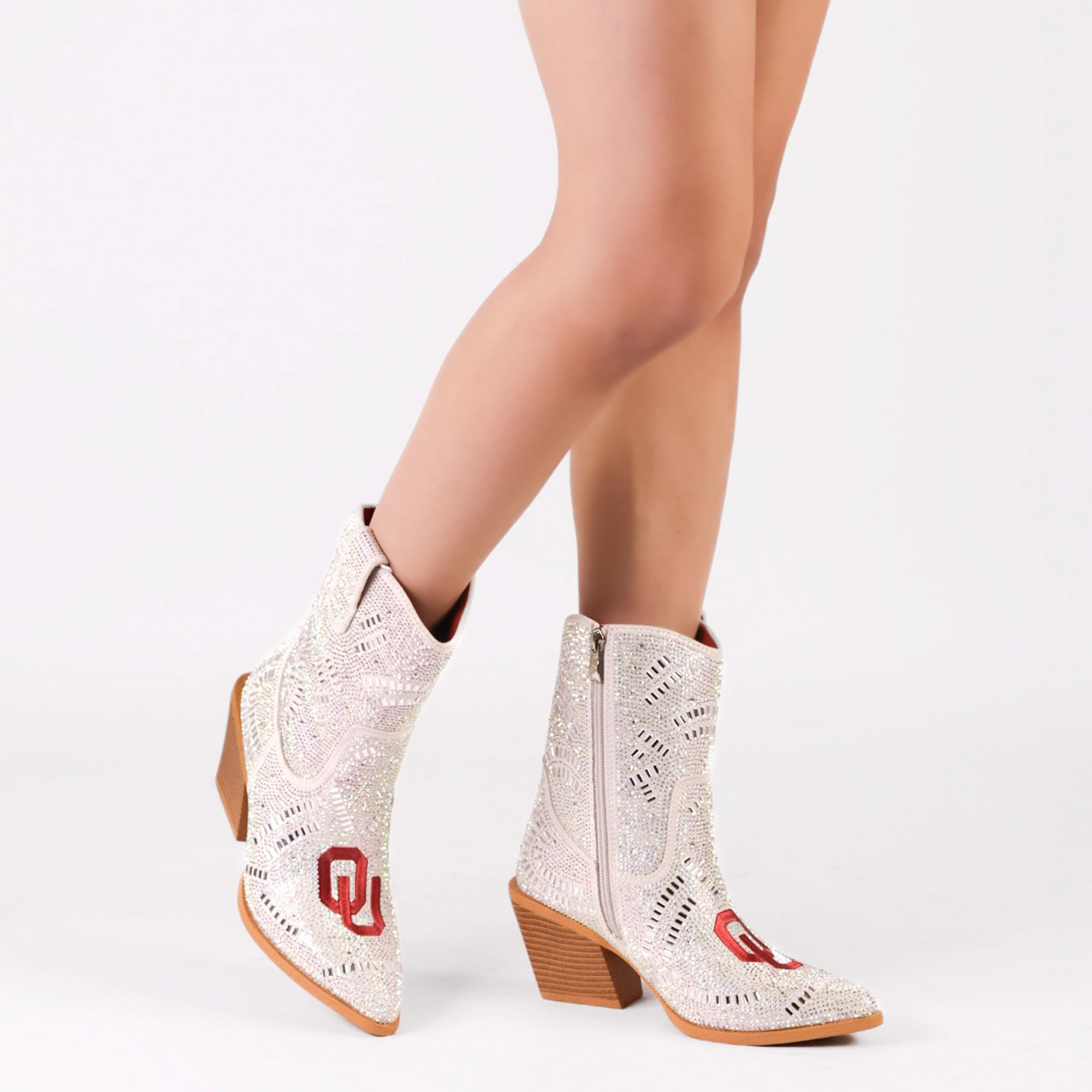 Women's University of Oklahoma Natural Bling Cowgirl Booties Jade by V by Vaccari