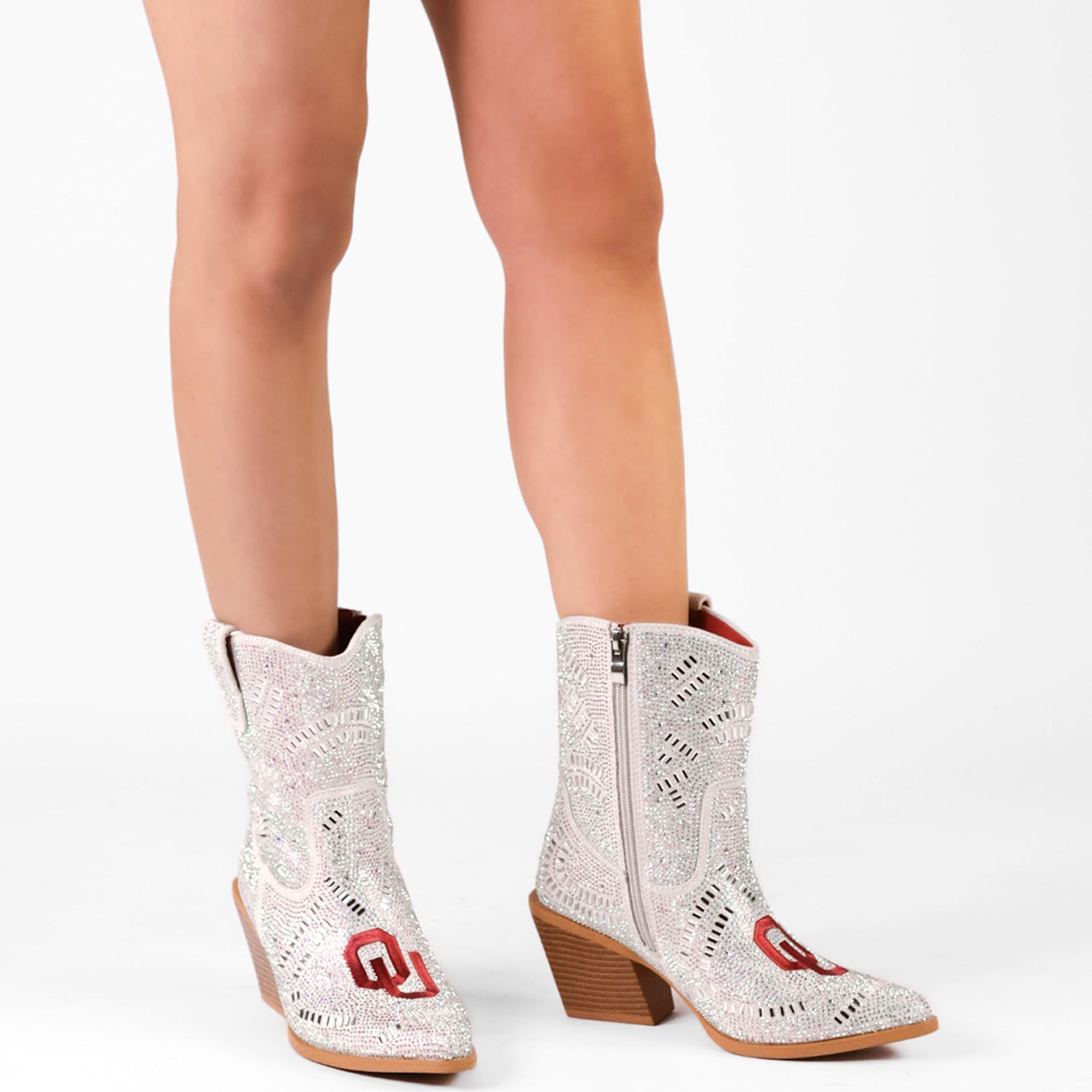 Women's University of Oklahoma Natural Bling Cowgirl Booties Jade by V by Vaccari