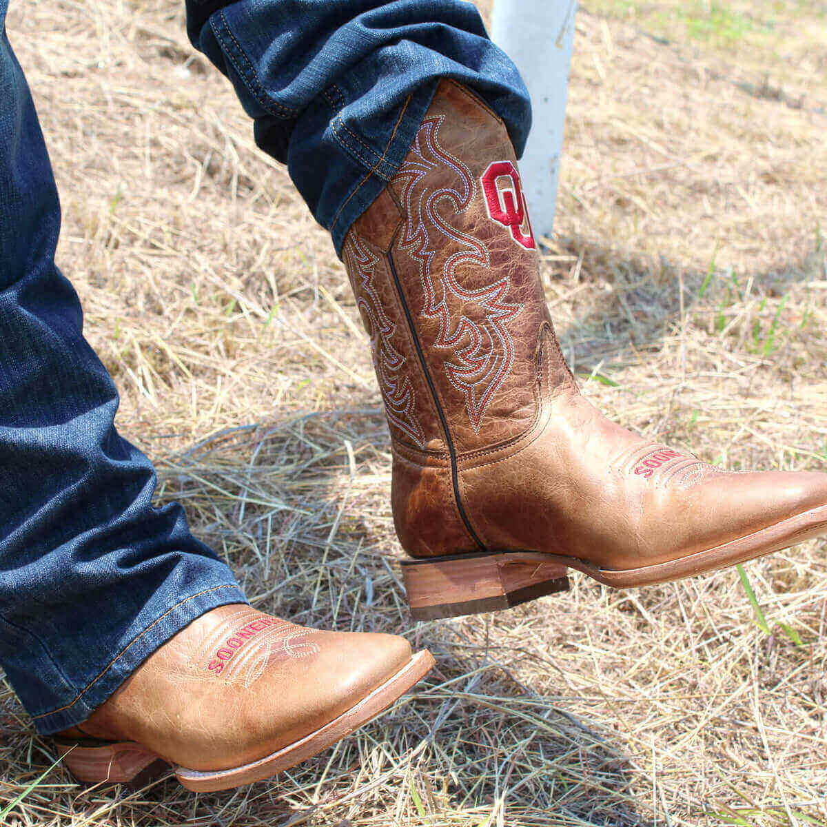 Men's University of Oklahoma Tan Cowboy Boots Luke by Vaccari University