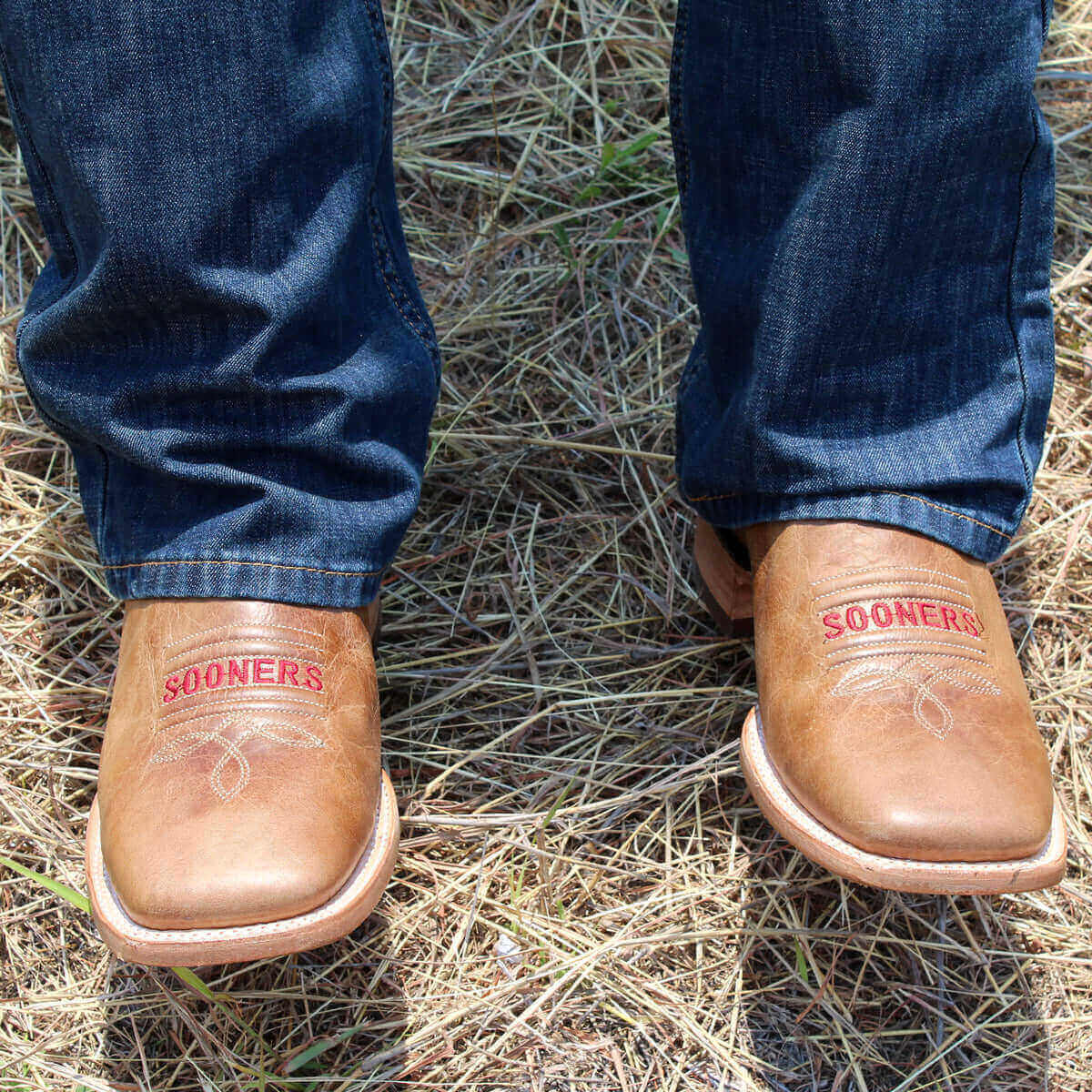 Men's University of Oklahoma Tan Cowboy Boots Luke by Vaccari University